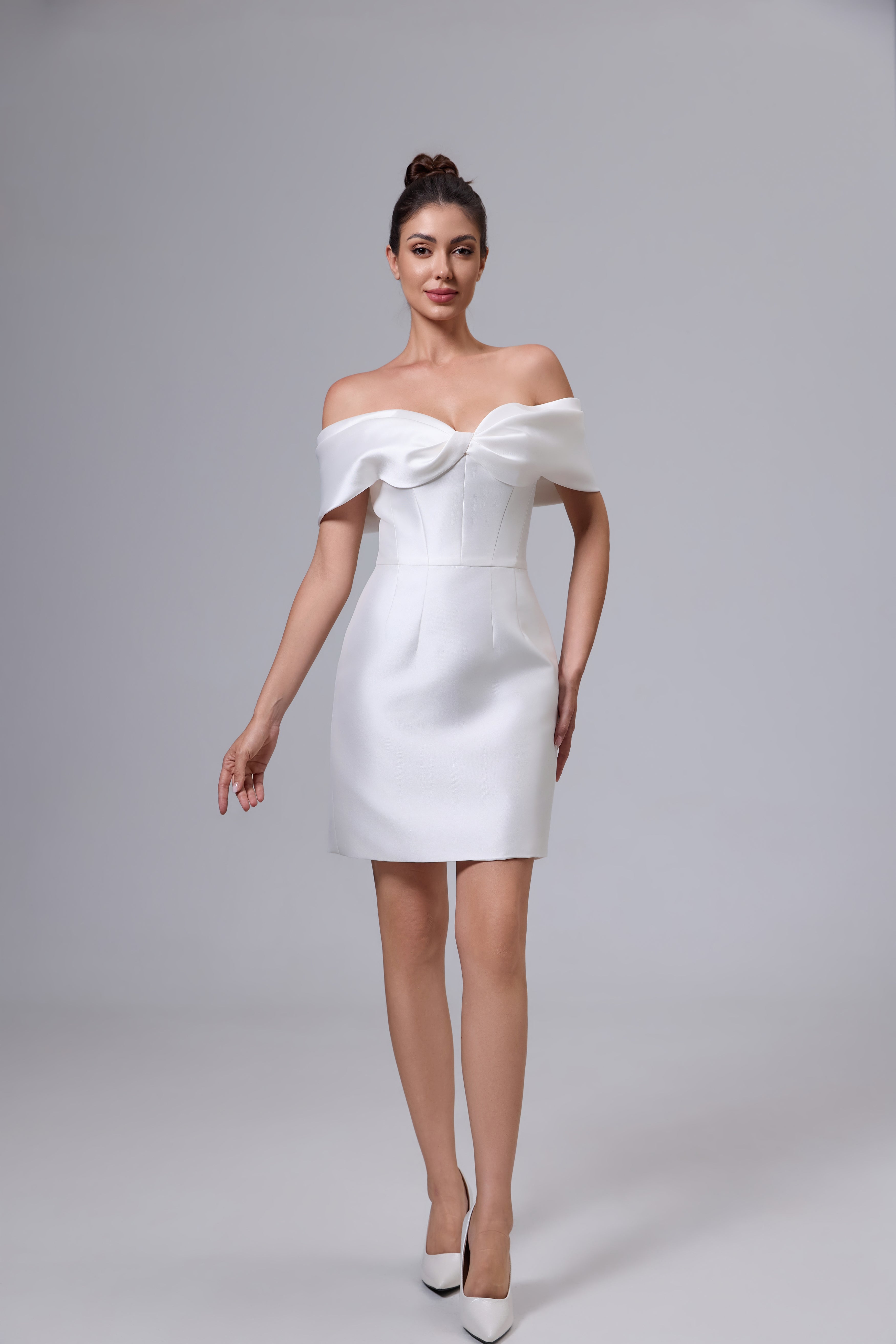 Knee Length Handmade Wedding Dress Short Bridal Gown LVB2526