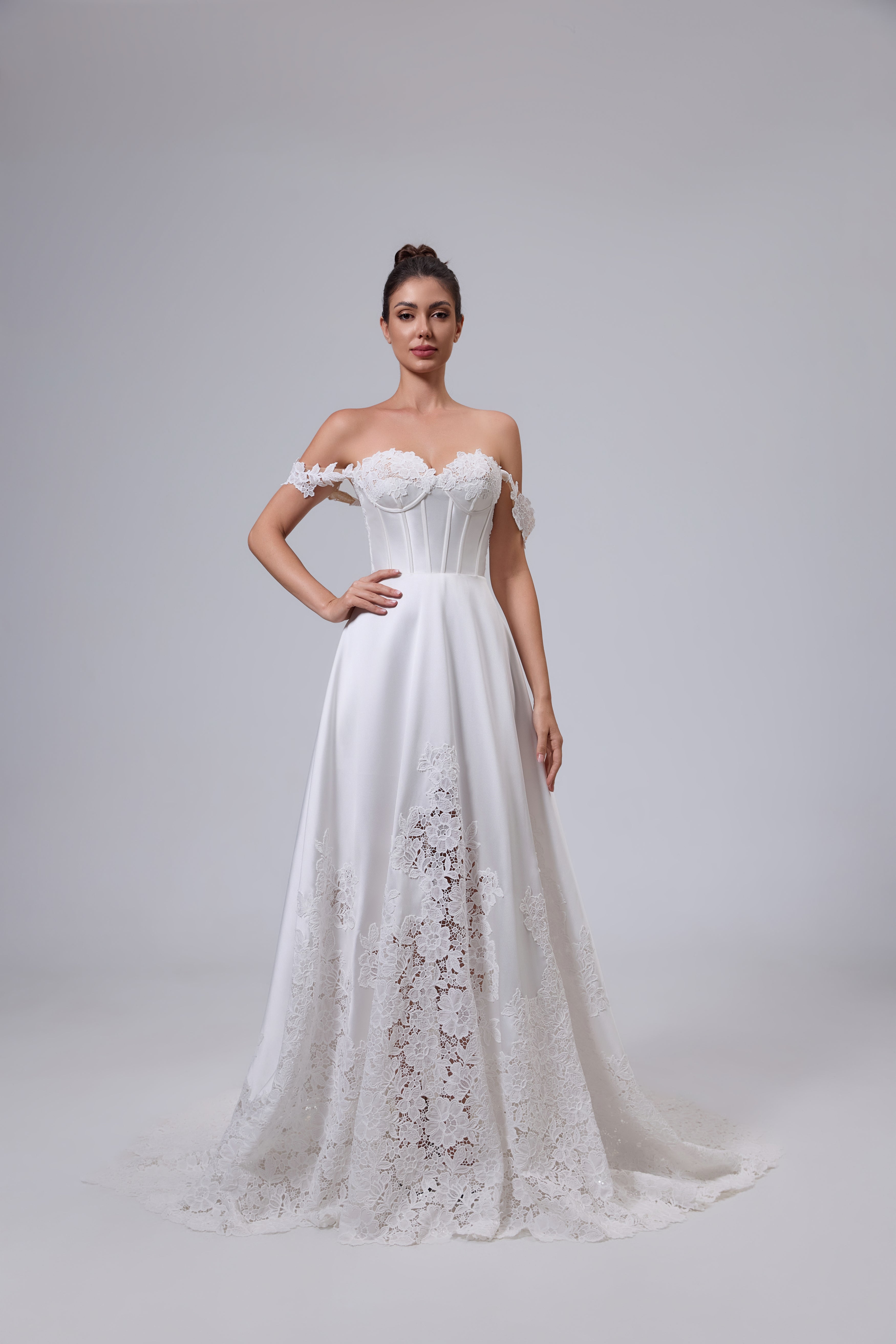 SATIN LACE WEDDING DRESS LVB2529