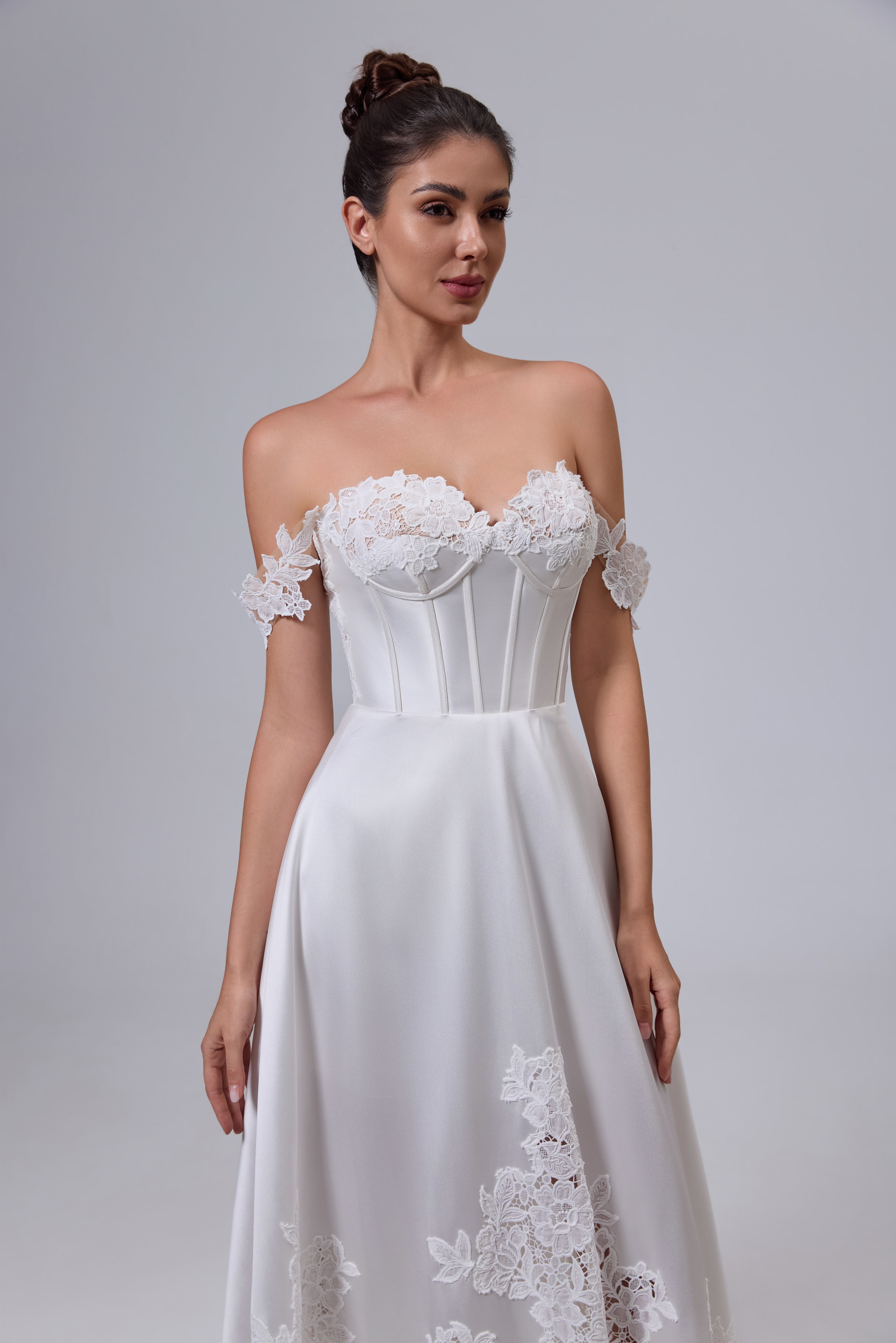 SATIN LACE WEDDING DRESS LVB2529