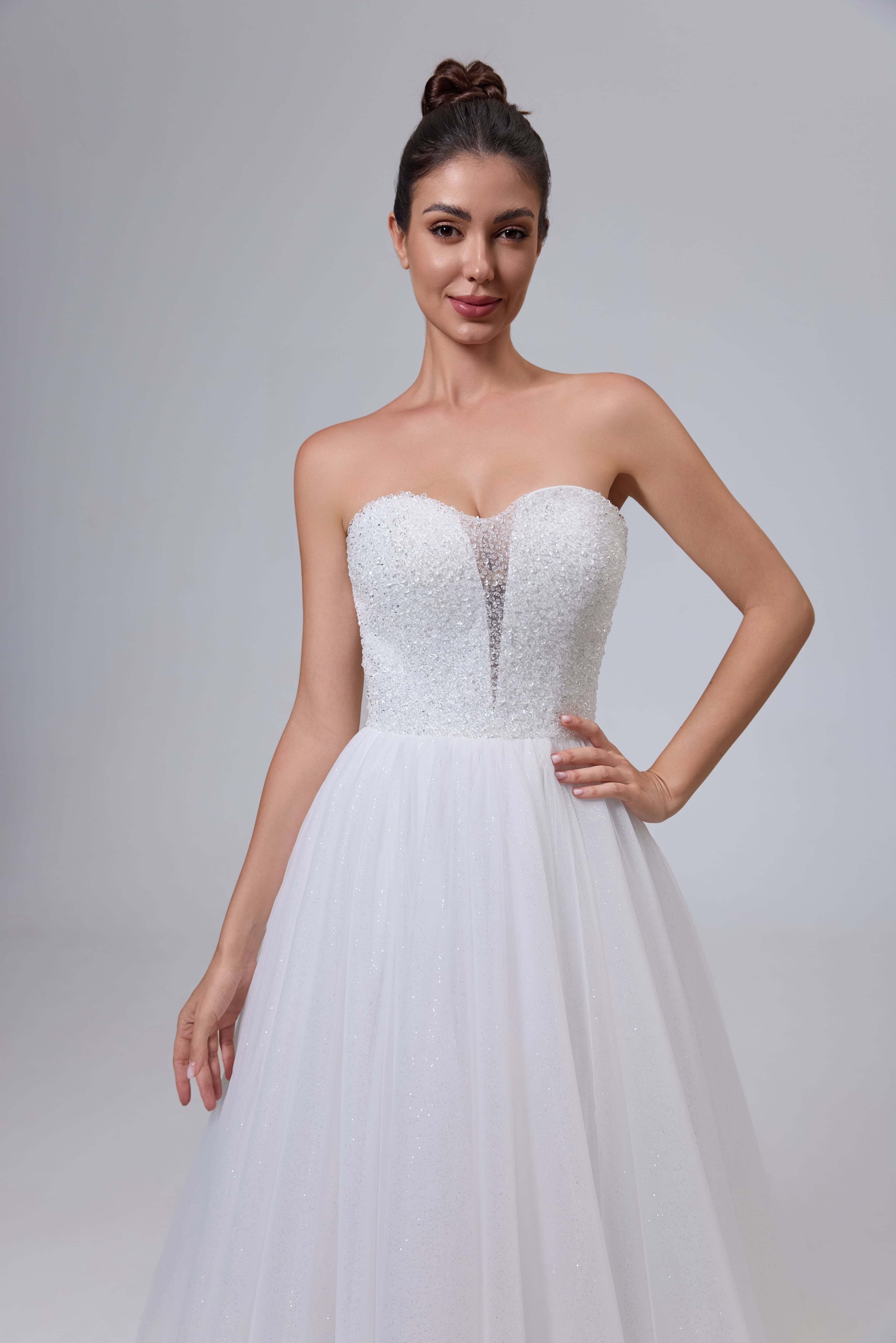 Beaded Satin Mermaid Wedding Dress Luxurious Handmade-AND Bride