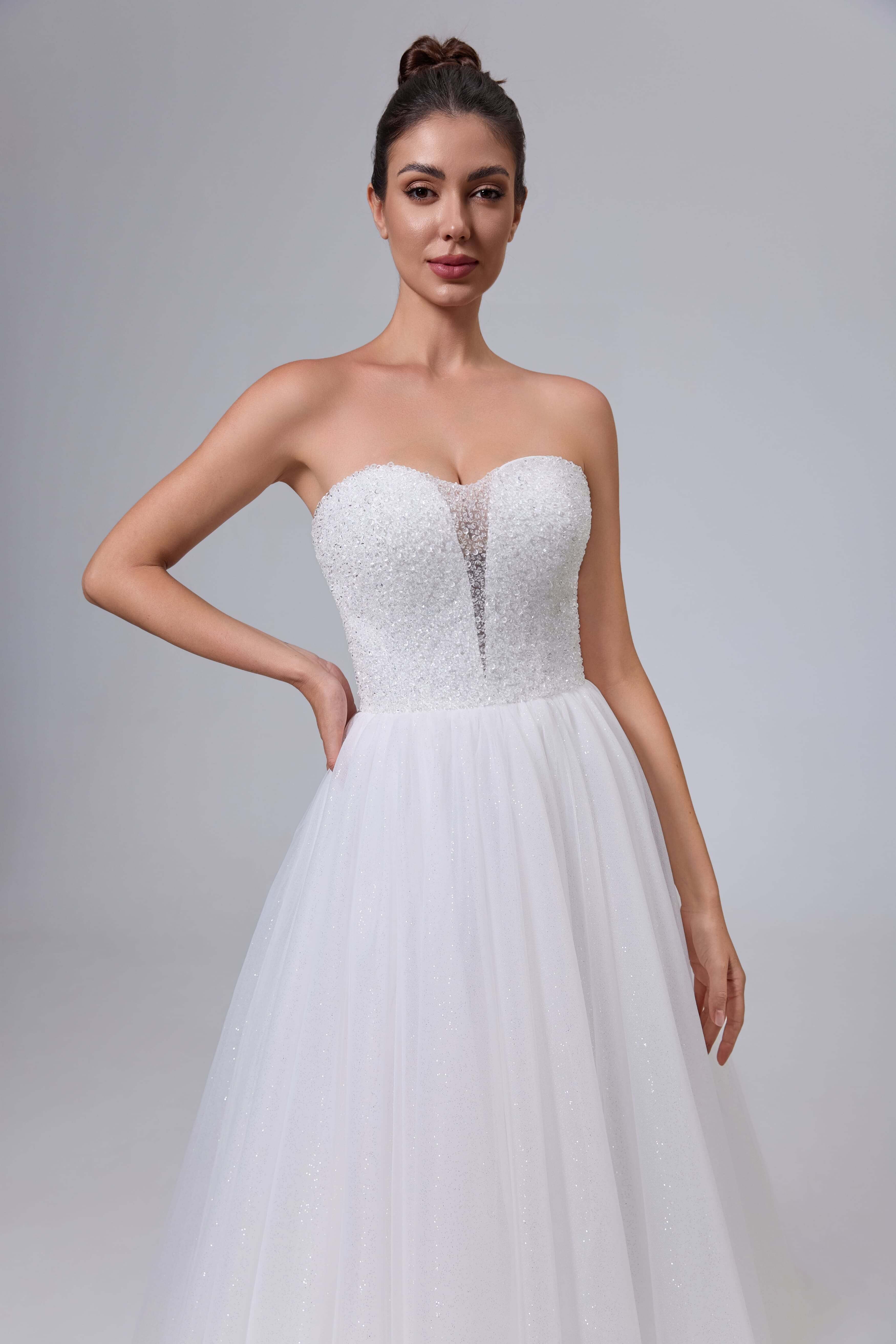 Beaded Satin Mermaid Wedding Dress Luxurious Handmade-AND Bride