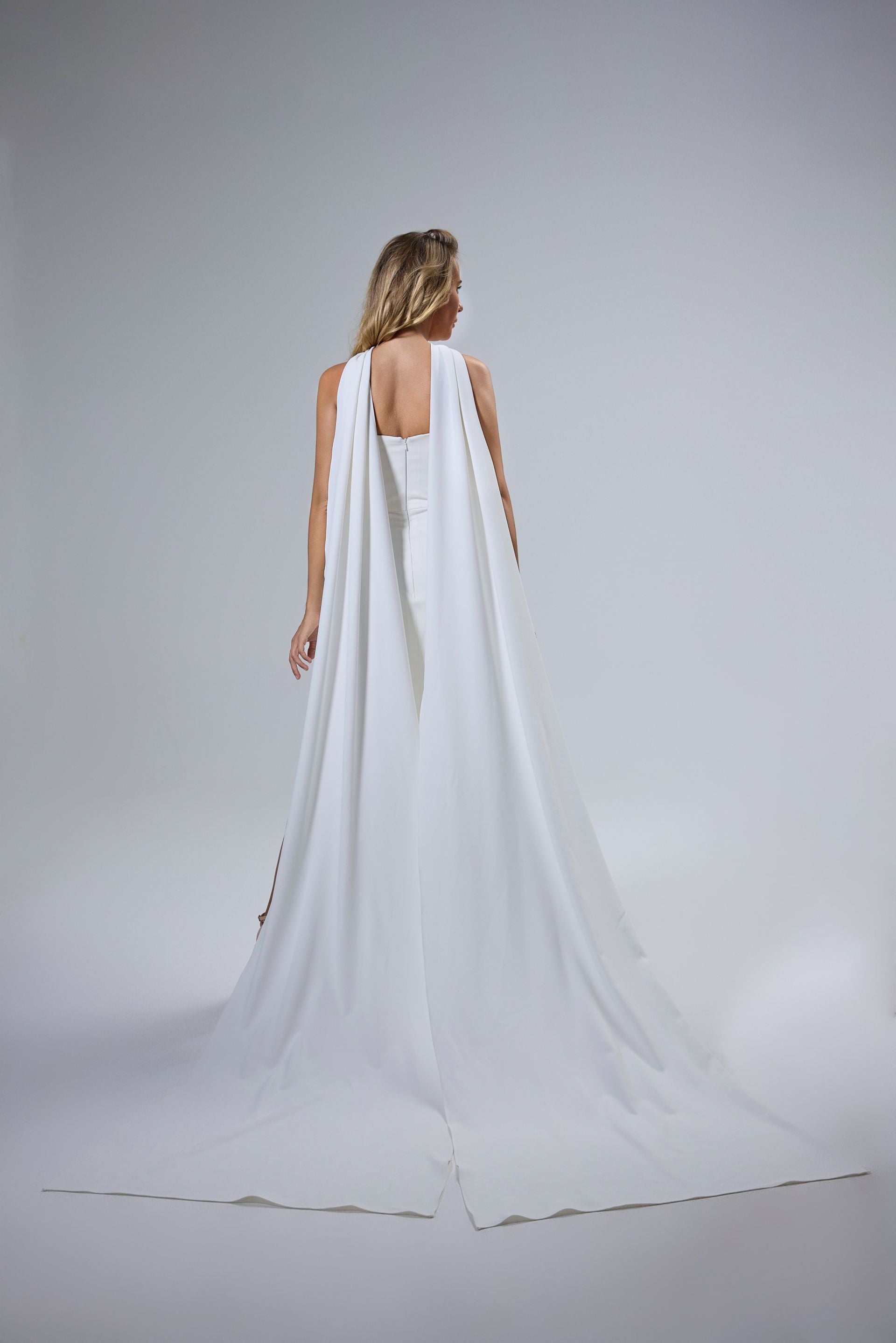Simple Strapless Cat-Eye Neckline Satin Bridal Gown LVB2522