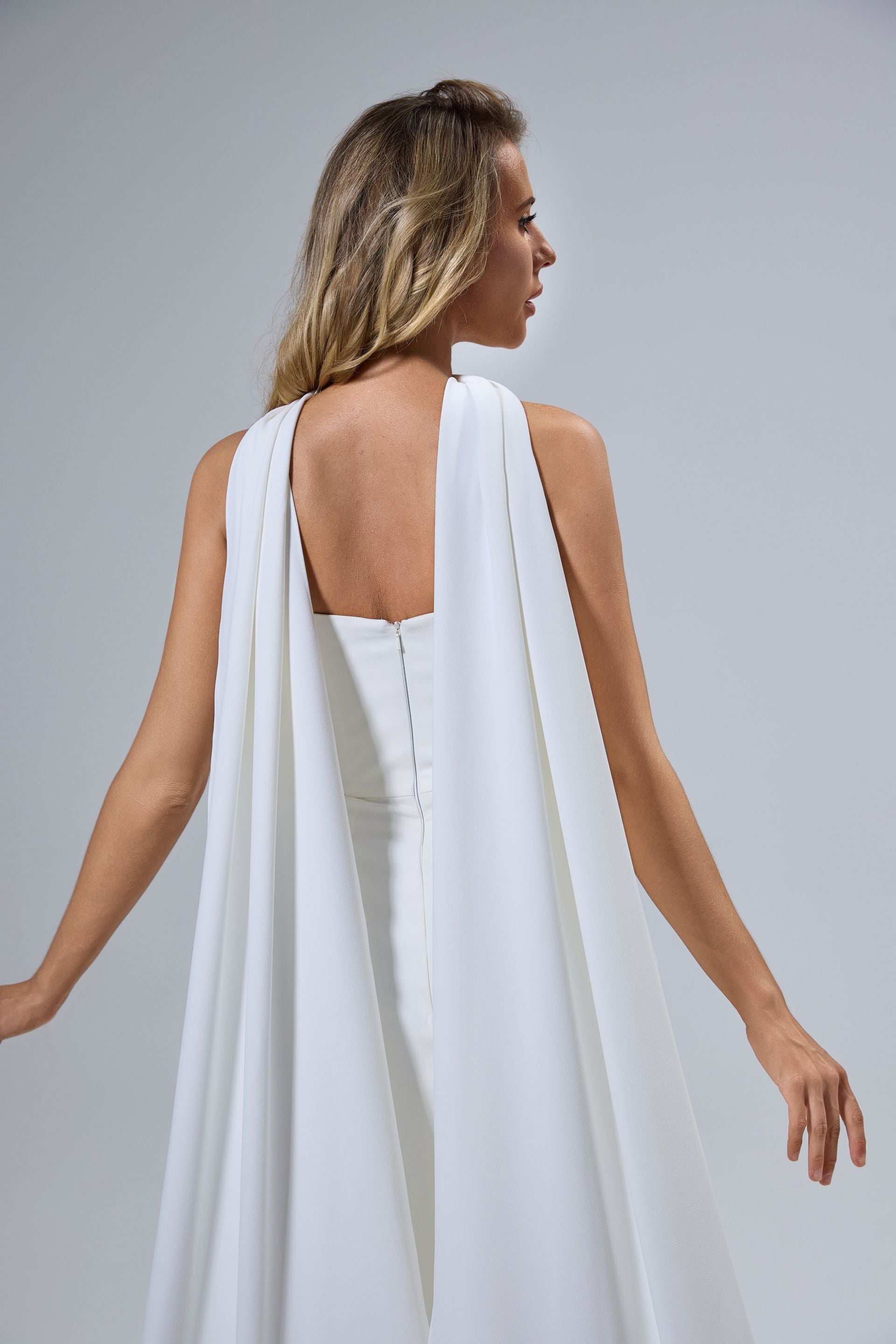 Simple Strapless Cat-Eye Neckline Satin Bridal Gown LVB2522