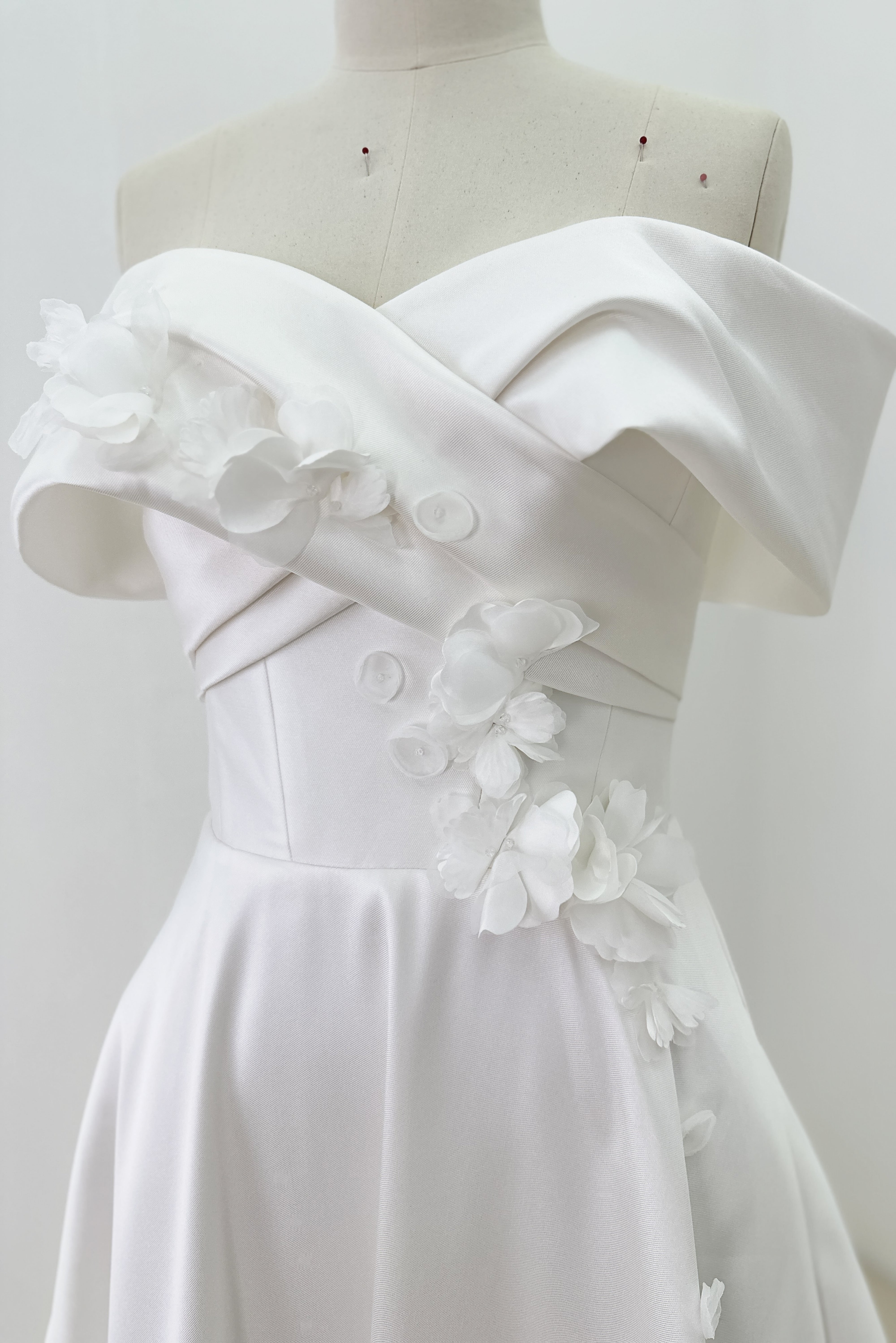 NEW ARRIVEL Romantic Mikado Wedding Dress With Pockets And A Pleated Bodice And Cap-Sleeves LVB2630 By AND Bride