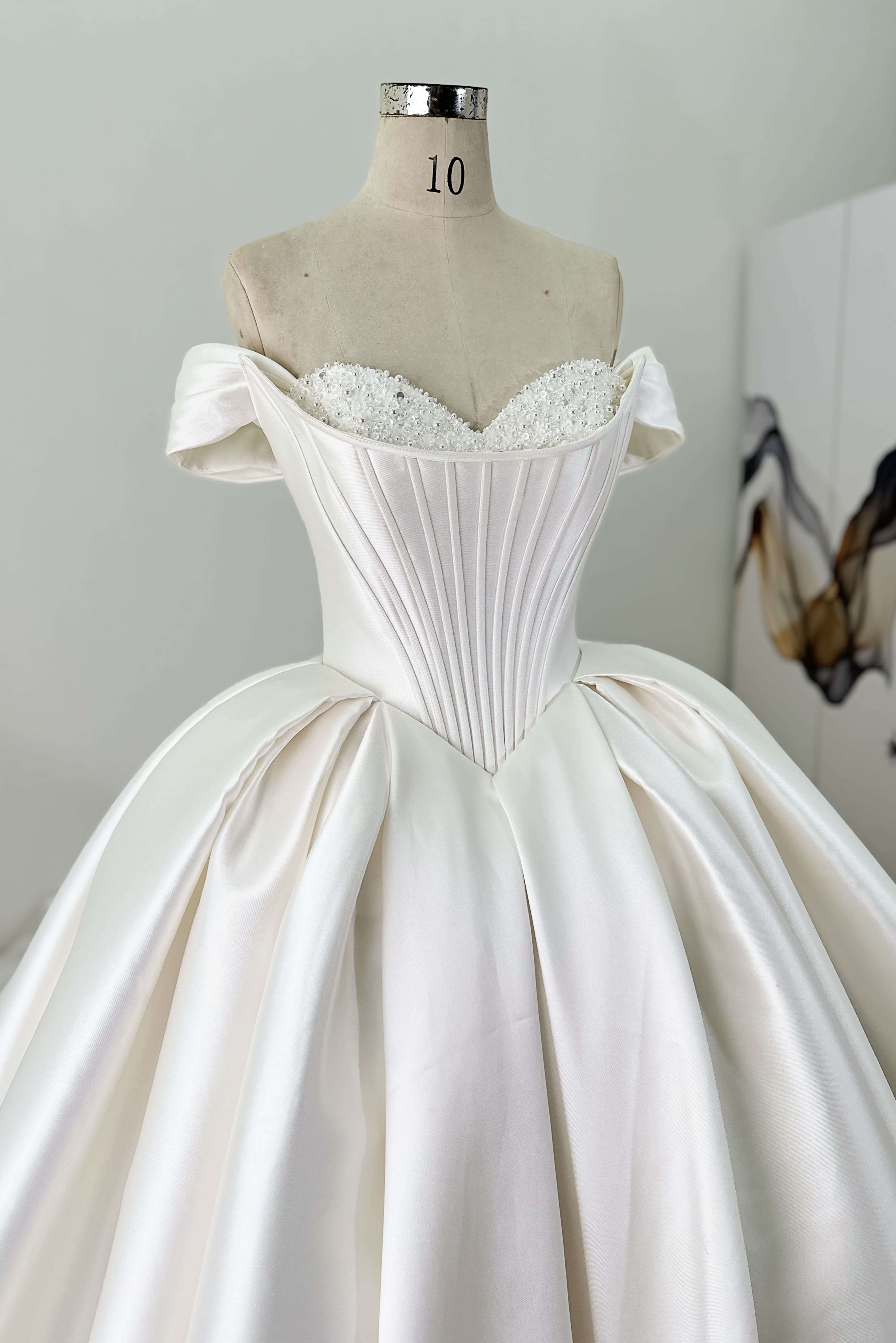 Corset Back Satin Ball Gown Wedding Dress-AND Bride