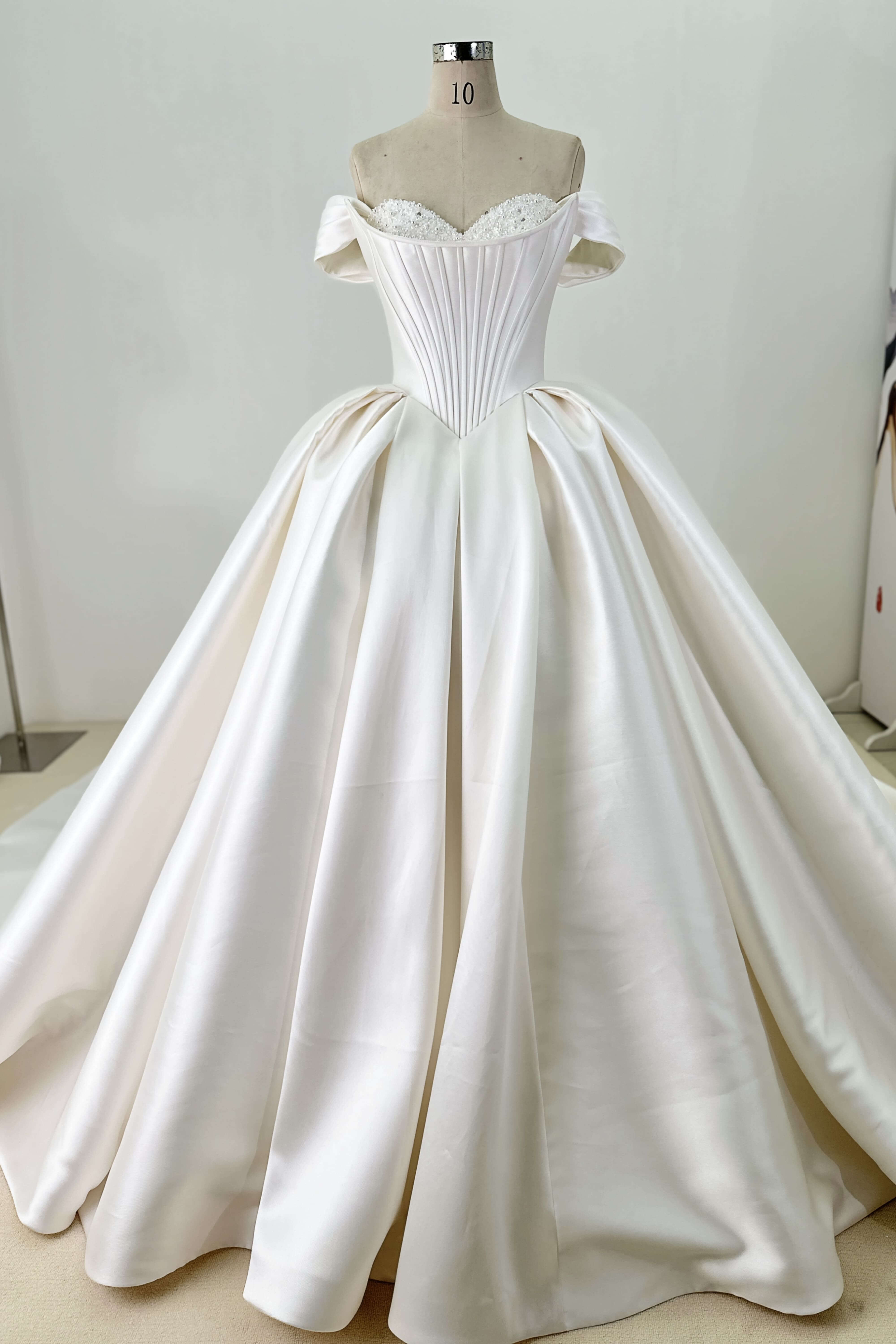 Corset Back Satin Ball Gown Wedding Dress-AND Bride