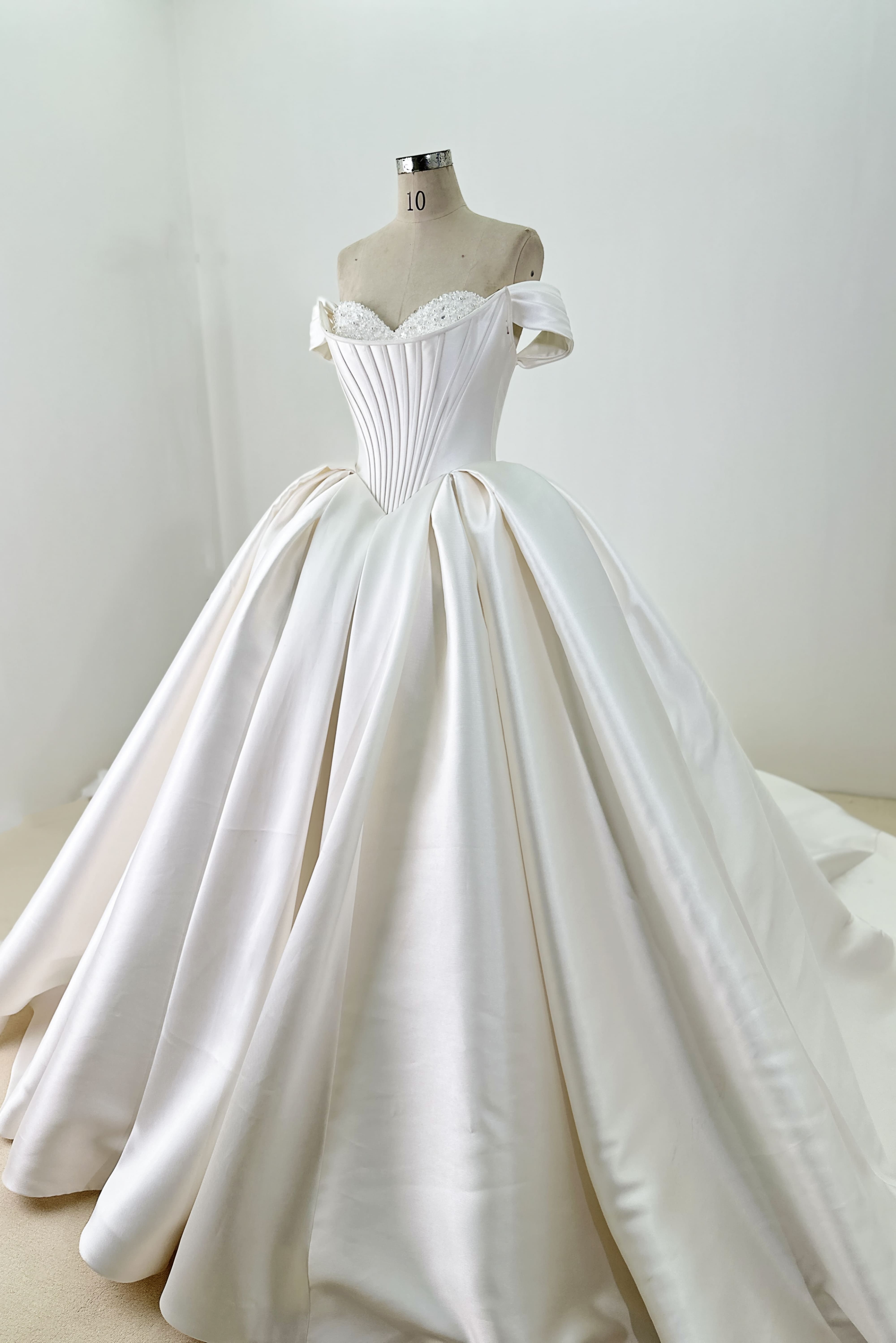 Corset Back Satin Ball Gown Wedding Dress-AND Bride