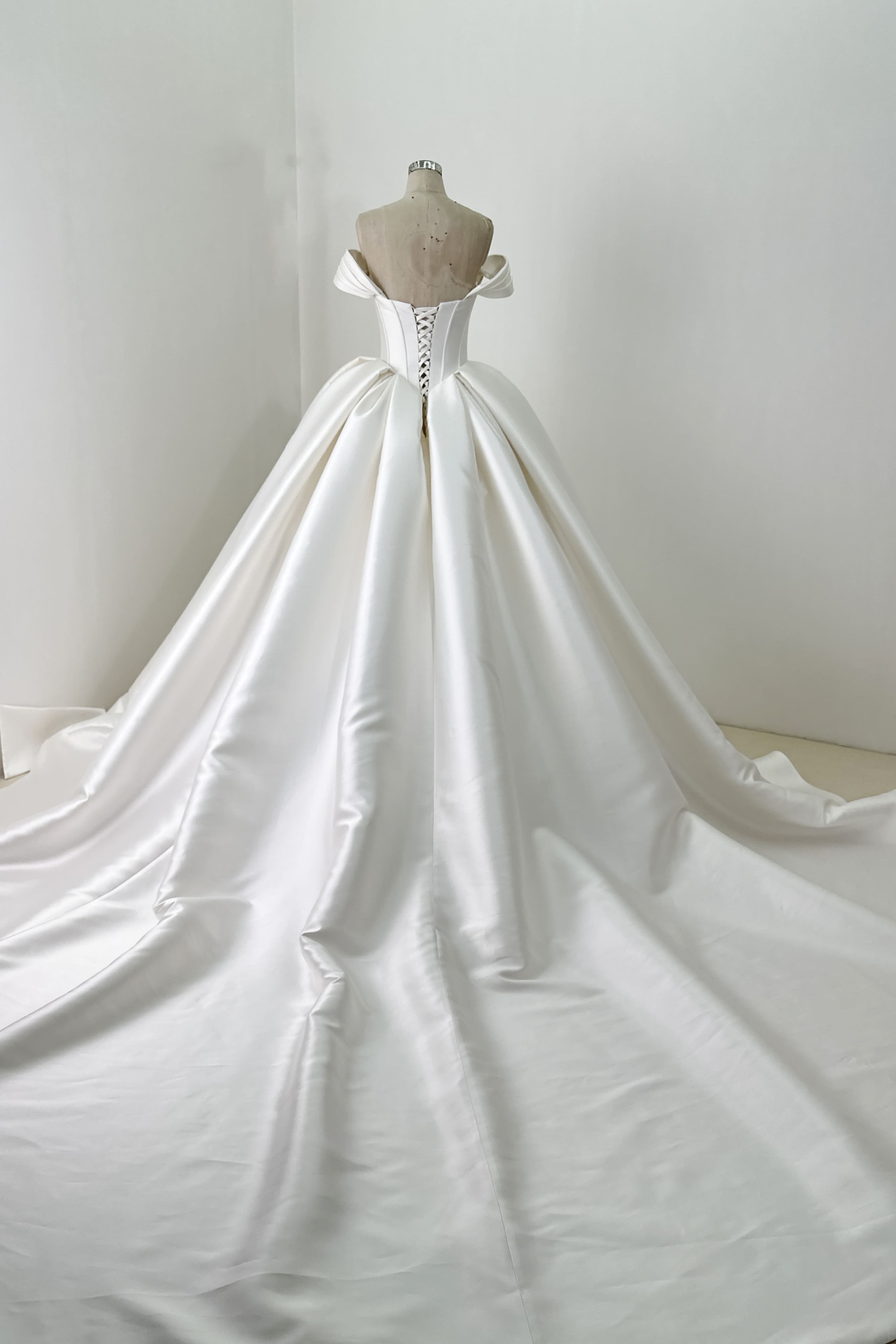 Corset Back Satin Ball Gown Wedding Dress-AND Bride