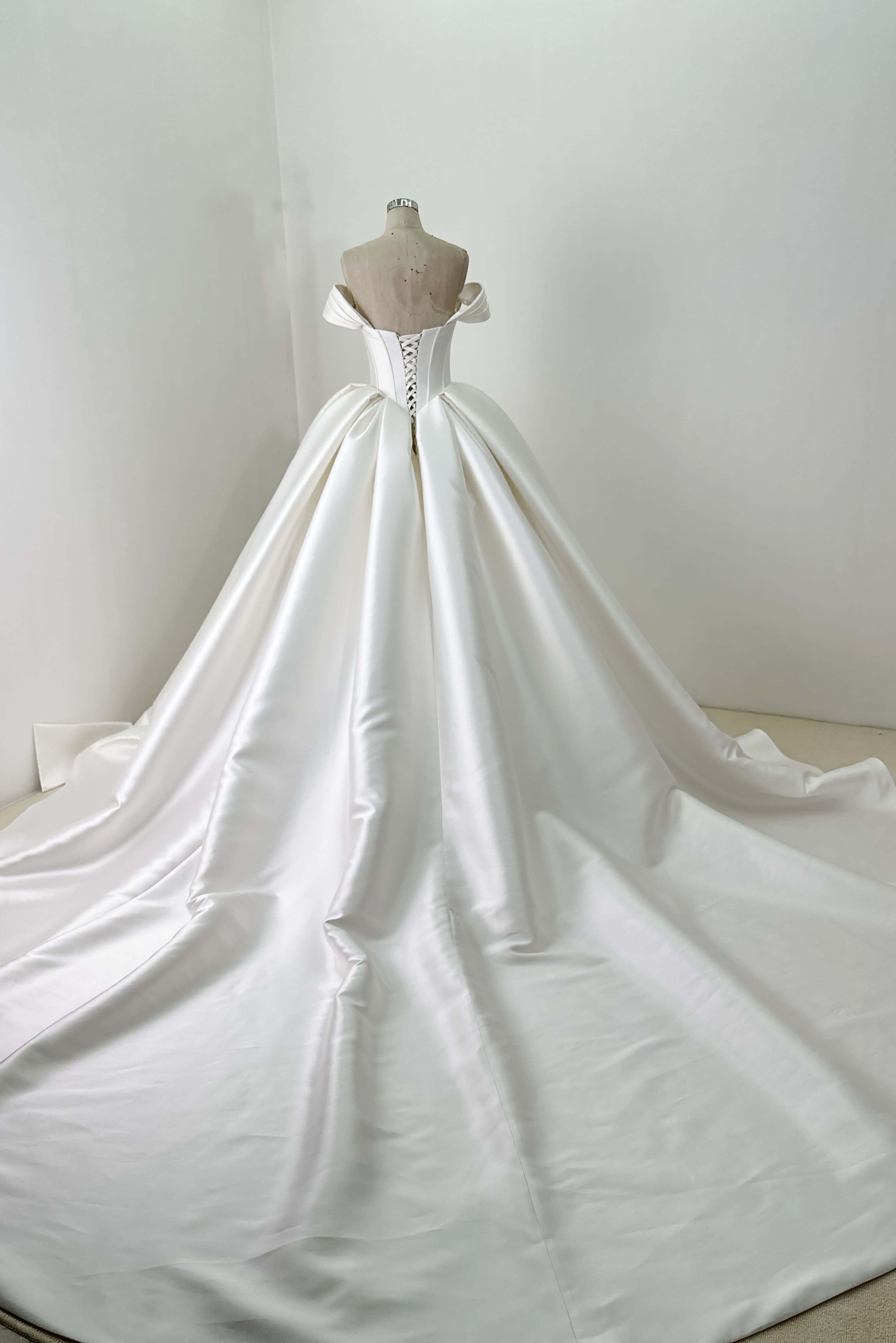 Corset Back Satin Ball Gown Wedding Dress-AND Bride