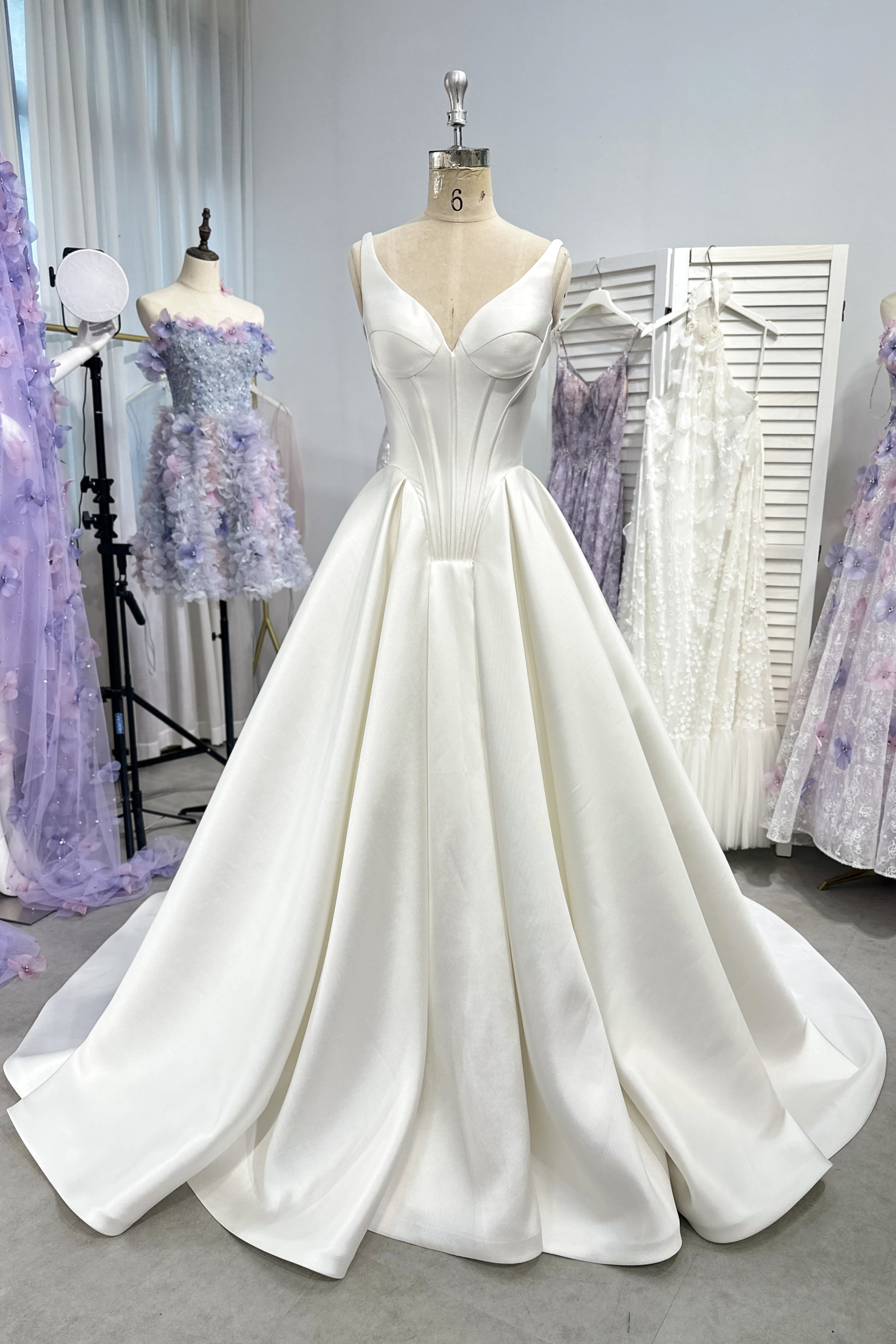 Minimalistic Clean Mikado Sheath Simple wedding dress LVB2696