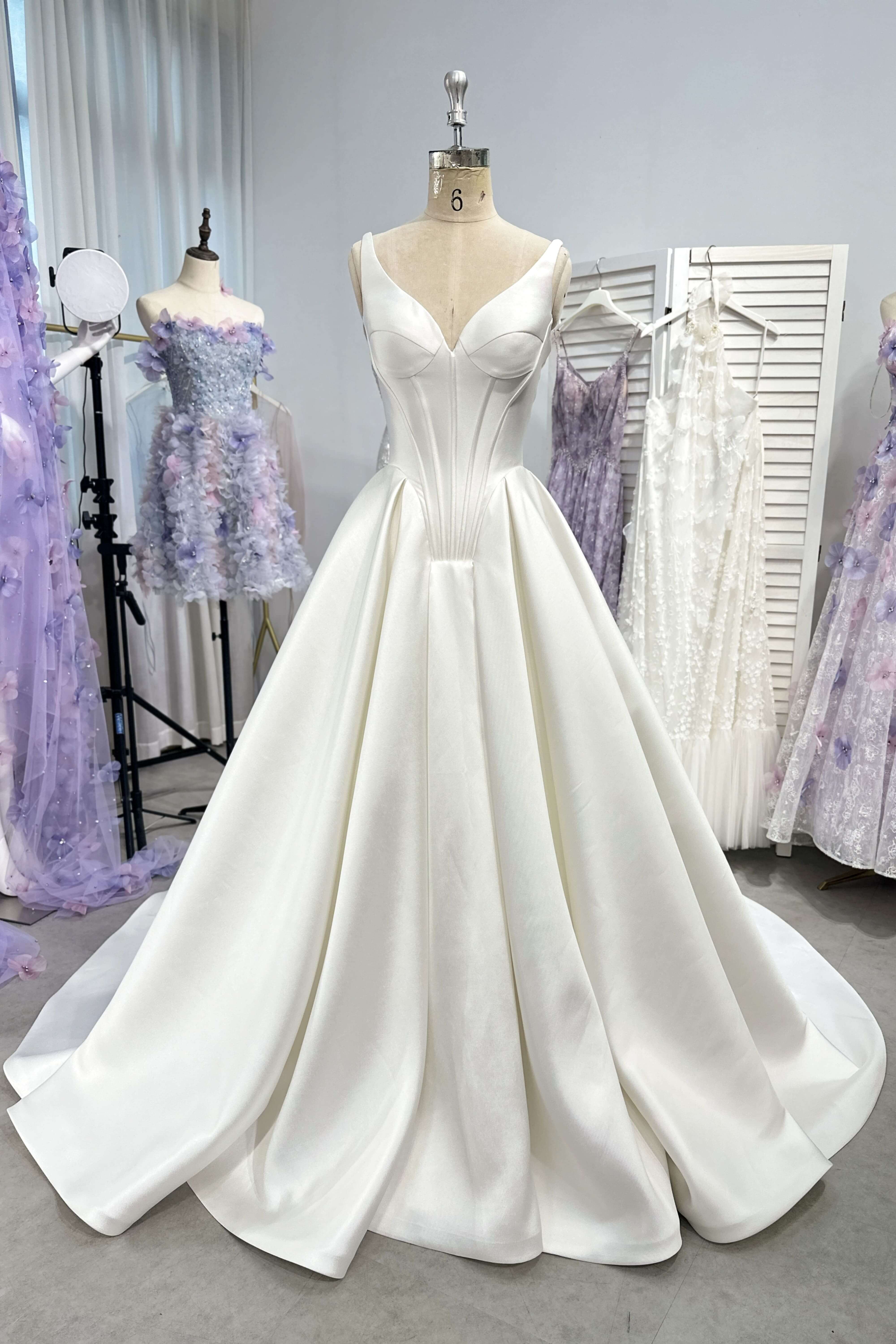Minimalistic Clean Mikado Sheath Simple wedding dress LVB2696