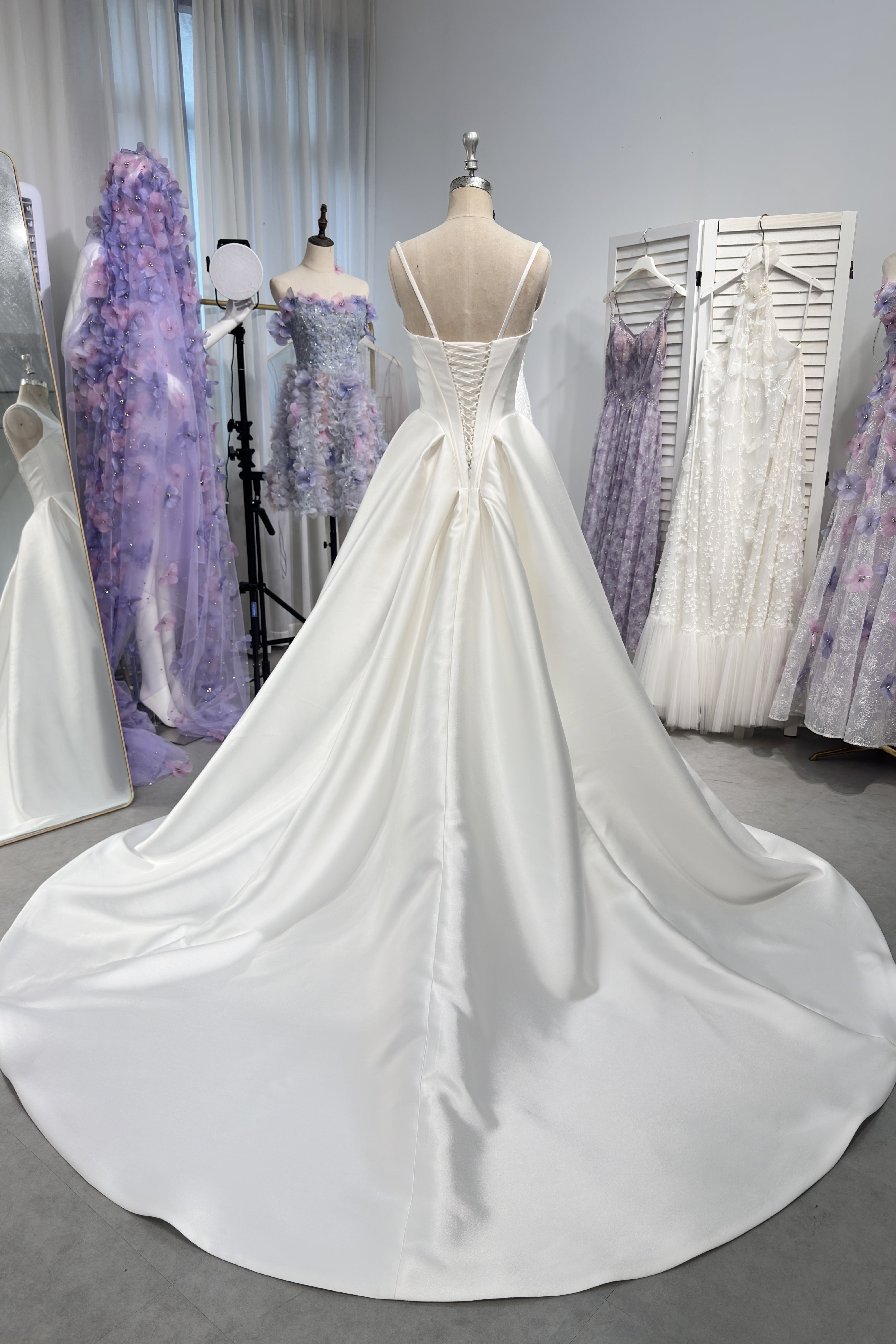 Minimalistic Clean Mikado Sheath Simple wedding dress LVB2696