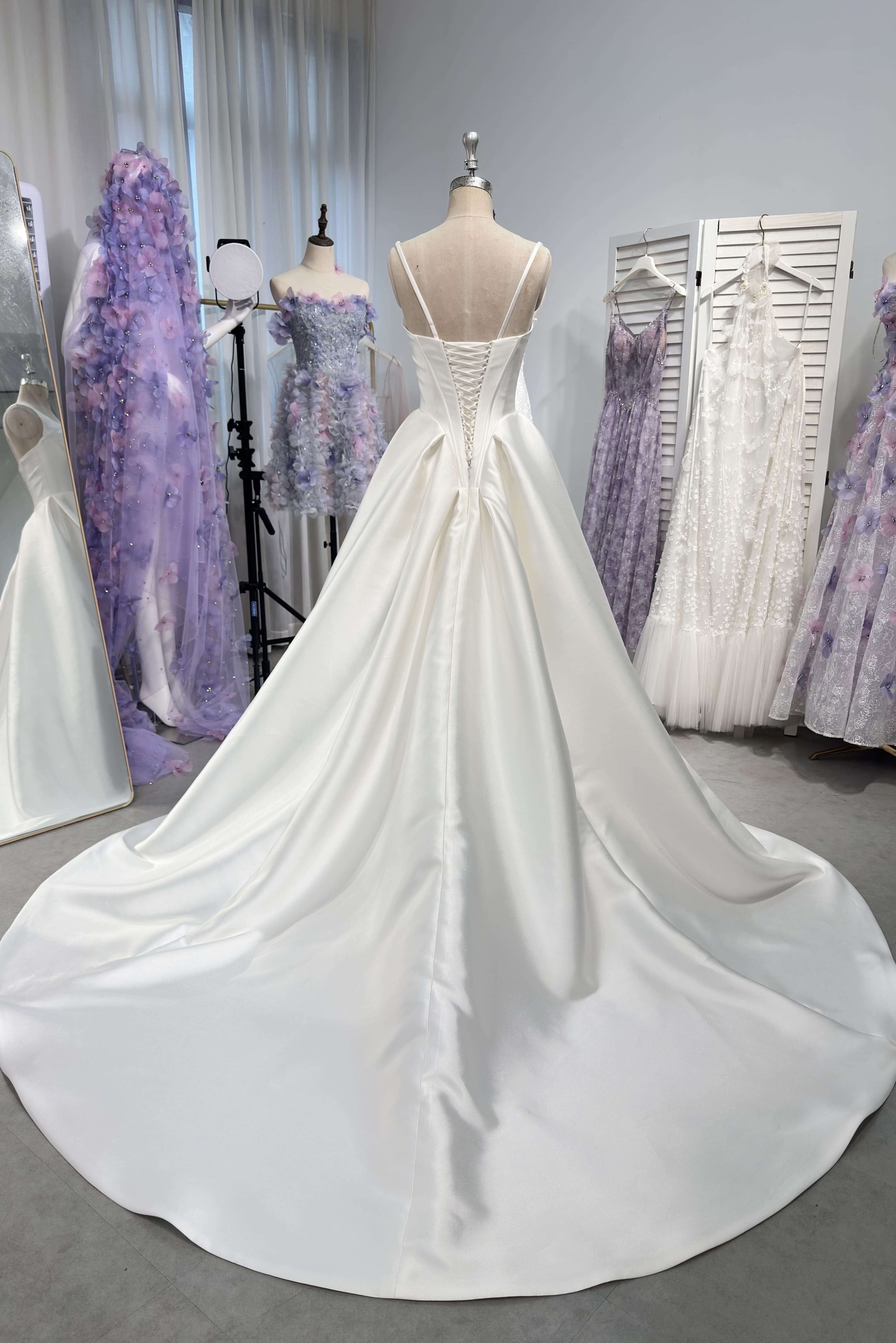 Minimalistic Clean Mikado Sheath Simple wedding dress LVB2696