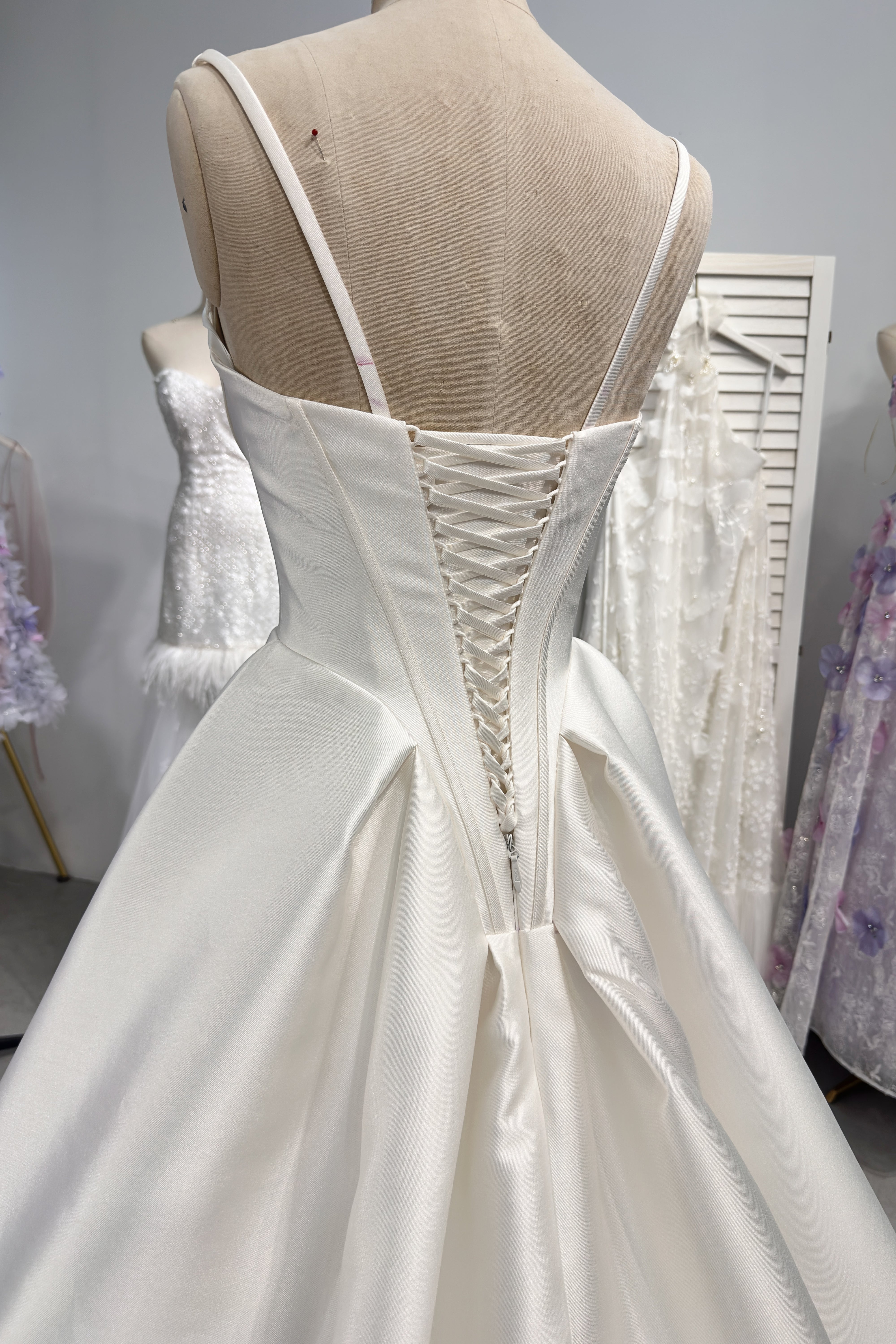 Minimalistic Clean Mikado Sheath Simple wedding dress LVB2696