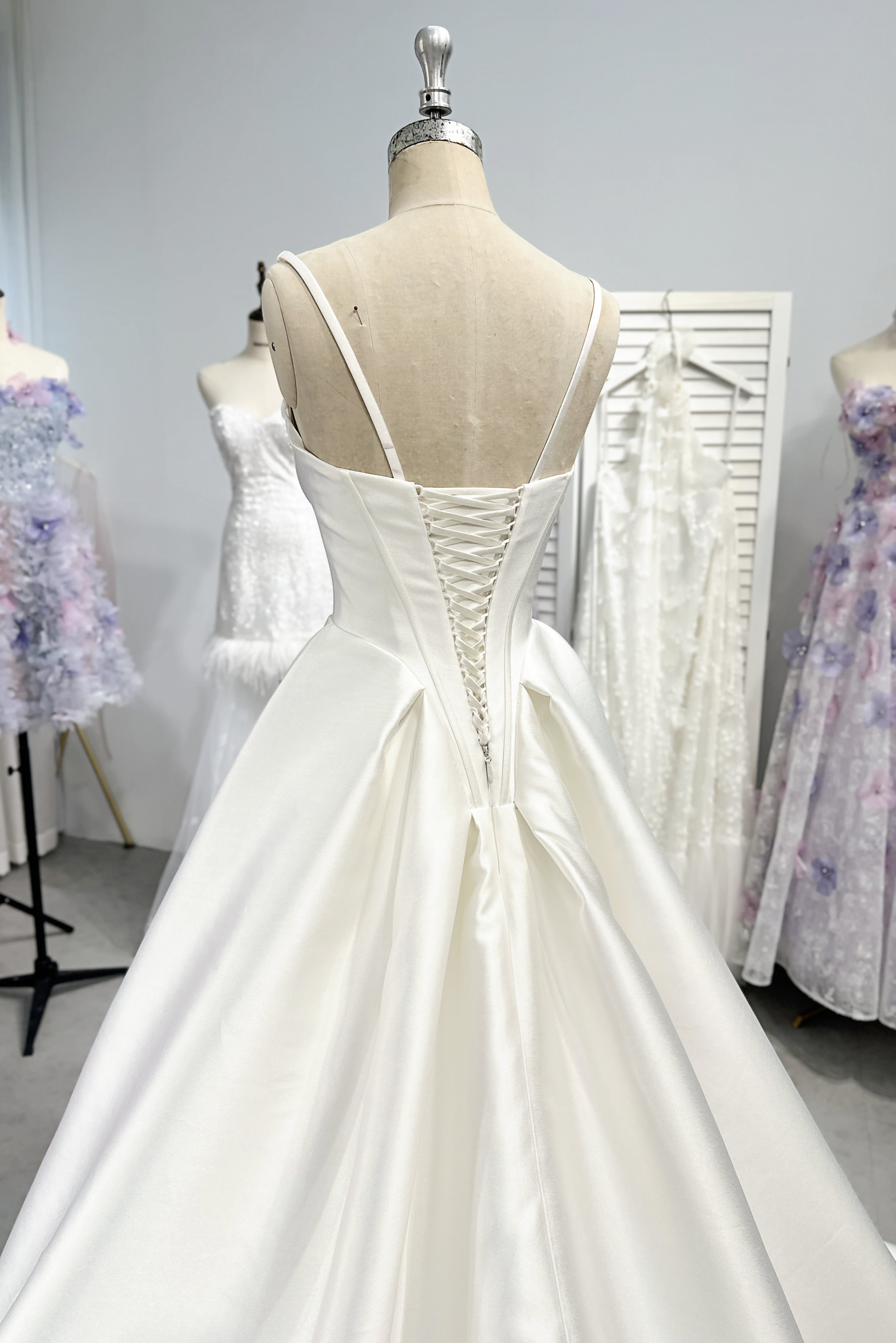 Minimalistic Clean Mikado Sheath Simple wedding dress LVB2696