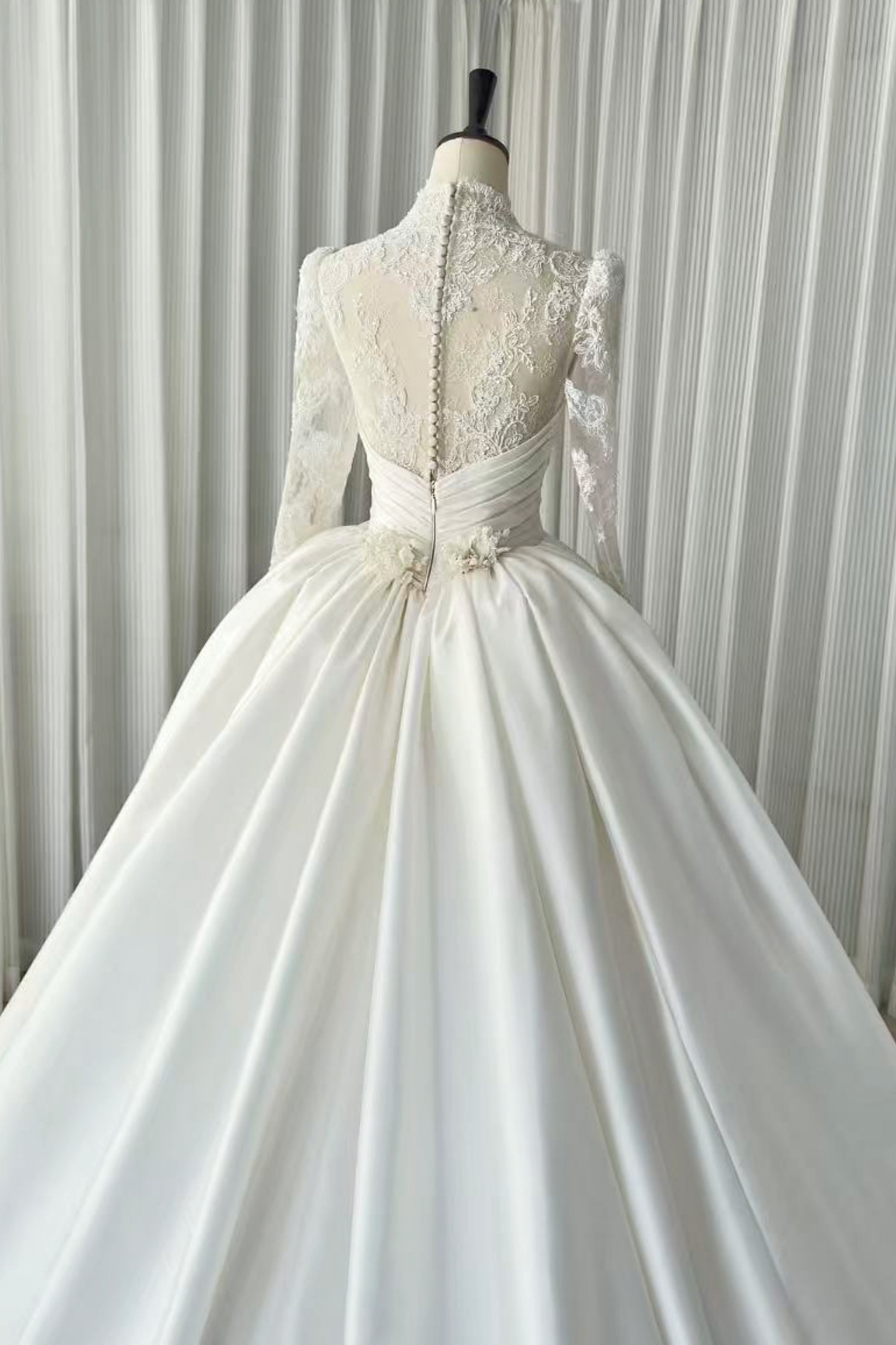 TIANA -Ivory & Champagne lace satin Cathedral Train Ball Gown WEDDING DRESS LVB2721