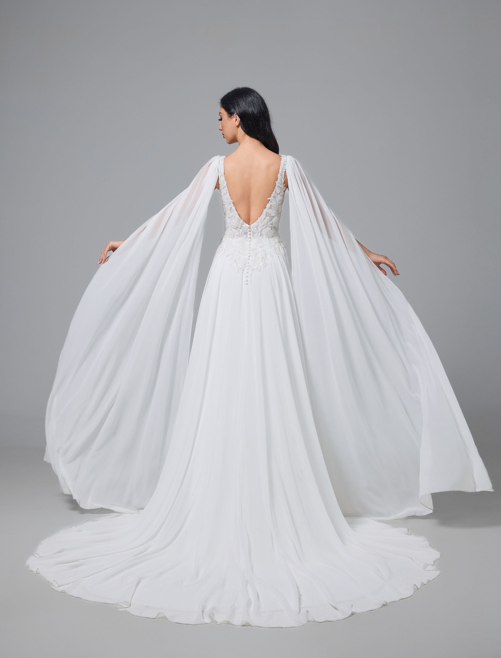 A-Line LACE Chiffon Handmade WEDDING GOWN LVB2513