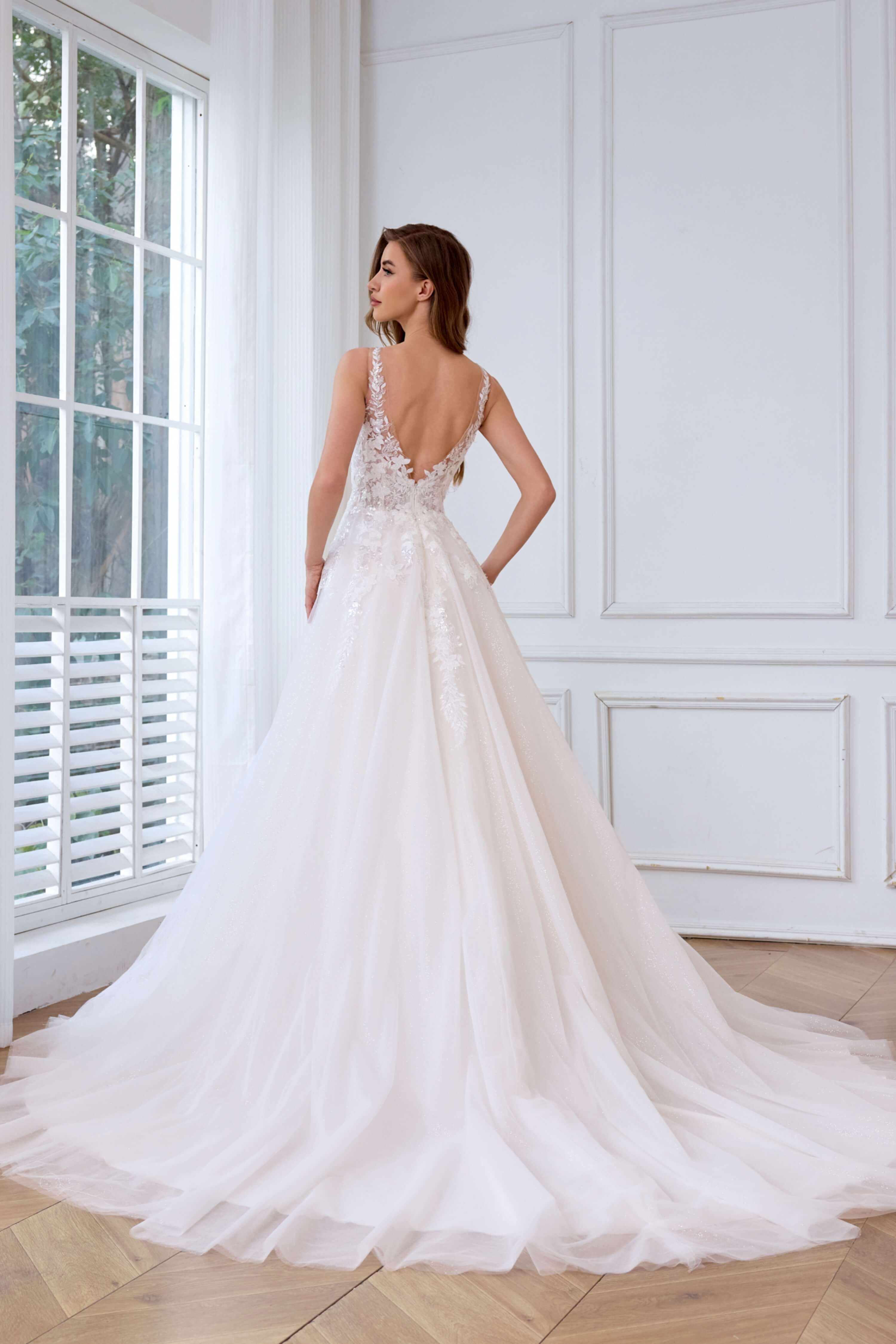Ethereal Illusion Lace A-Line Wedding Dress for All Body Types-AND Bride