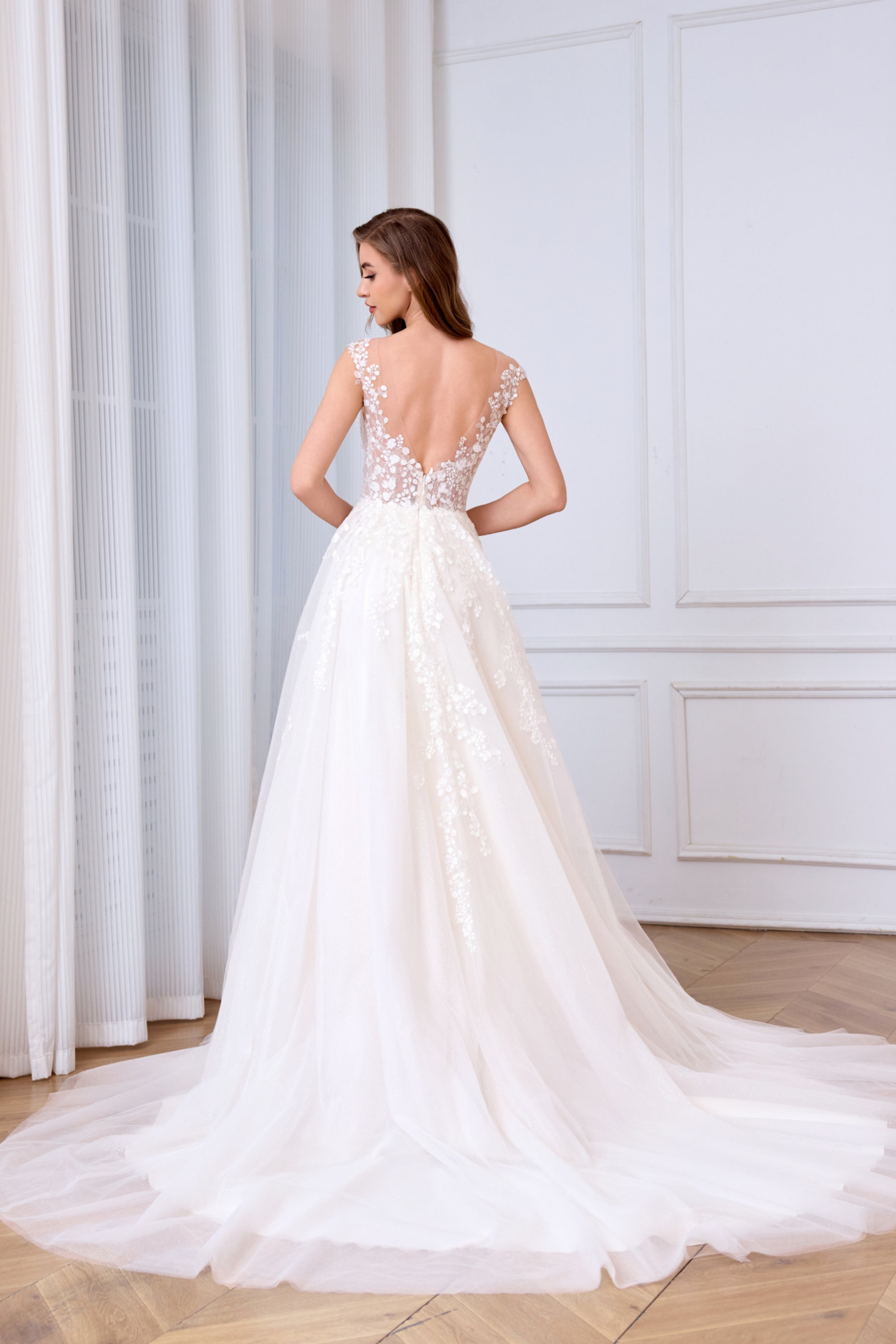 Beautiful beaded floral A-line slit bridal dress LVB2628 BY AND BRIDE