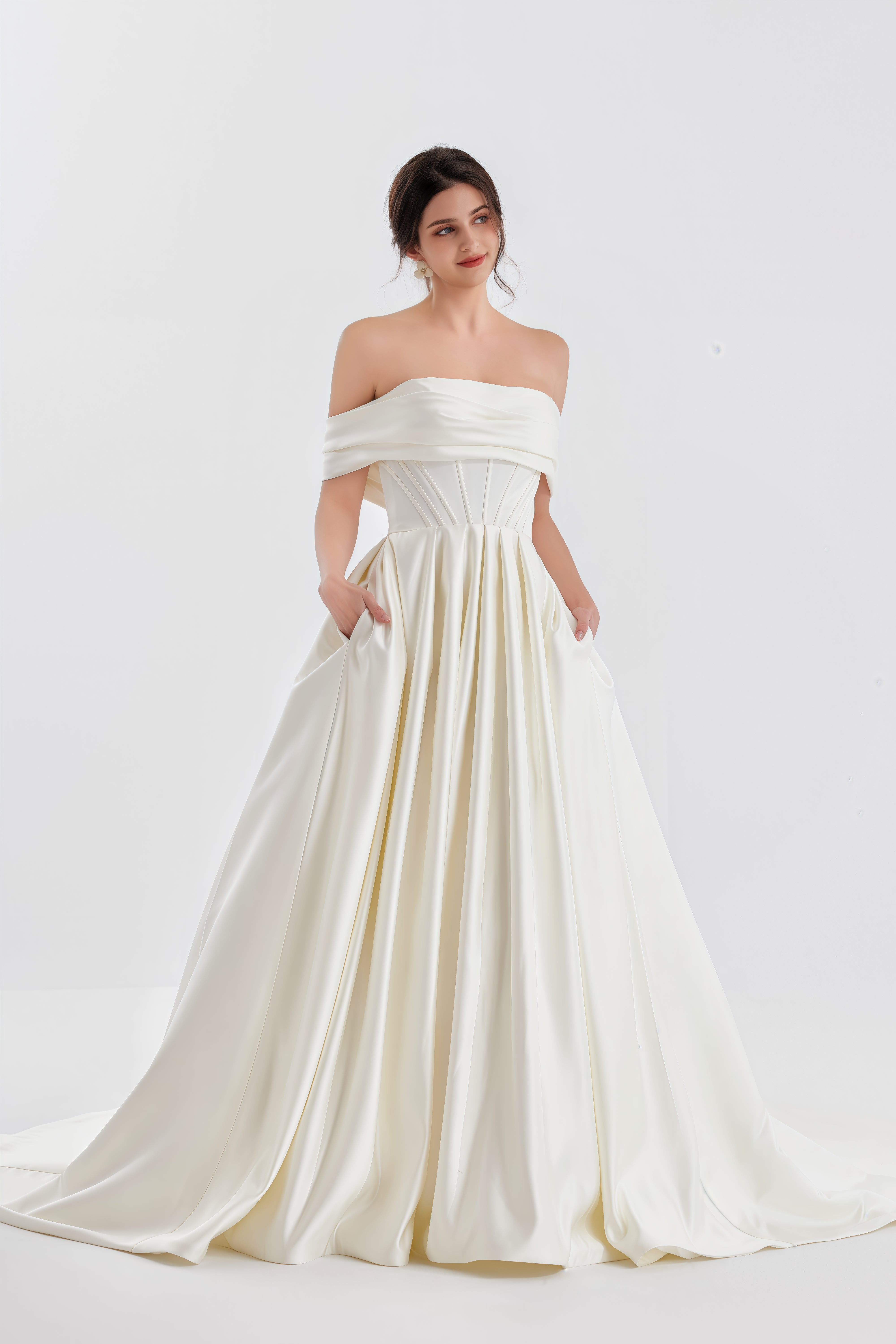 Classic modest regal satin ball gown LVB2610