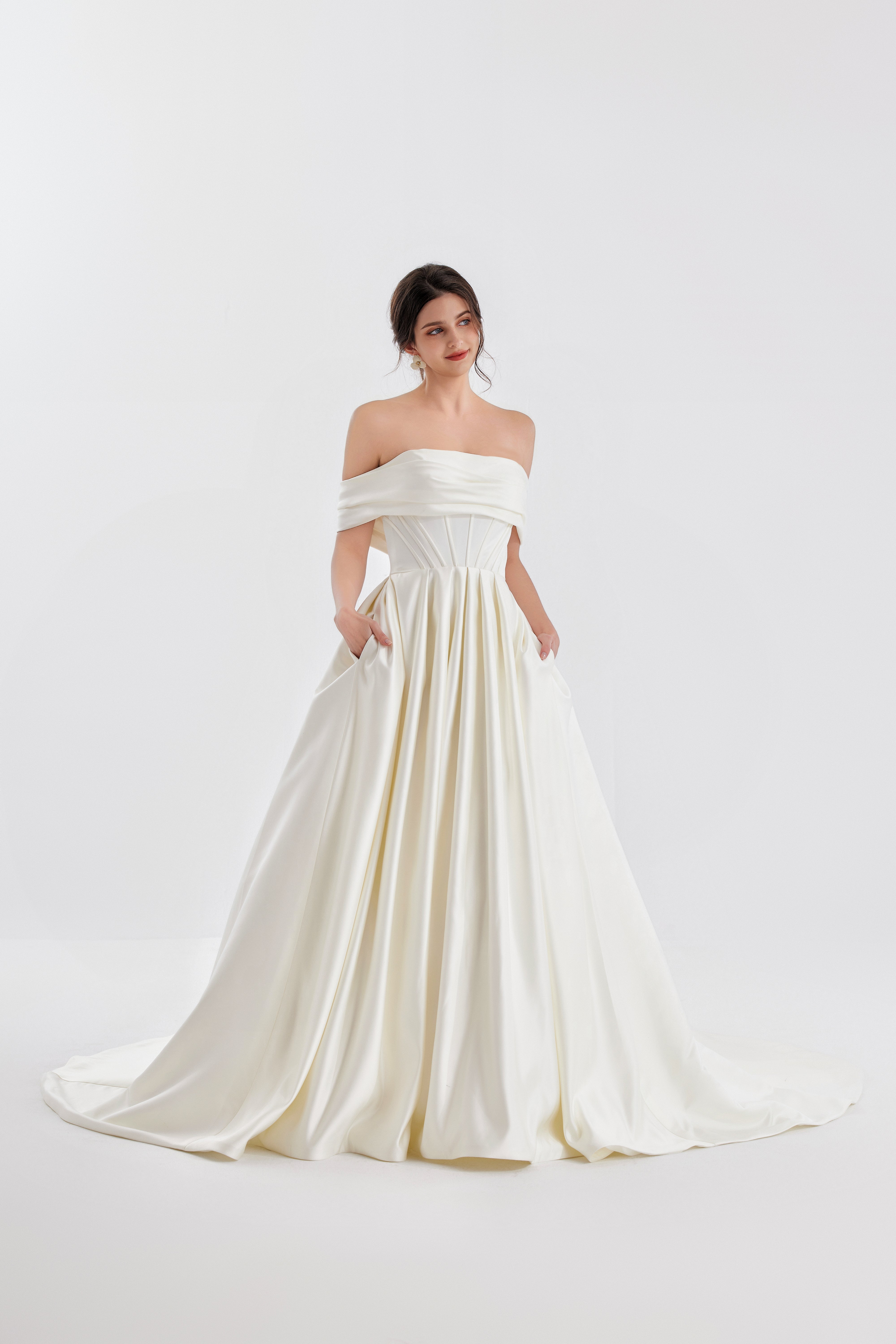 Classic modest regal satin ball gown LVB2610