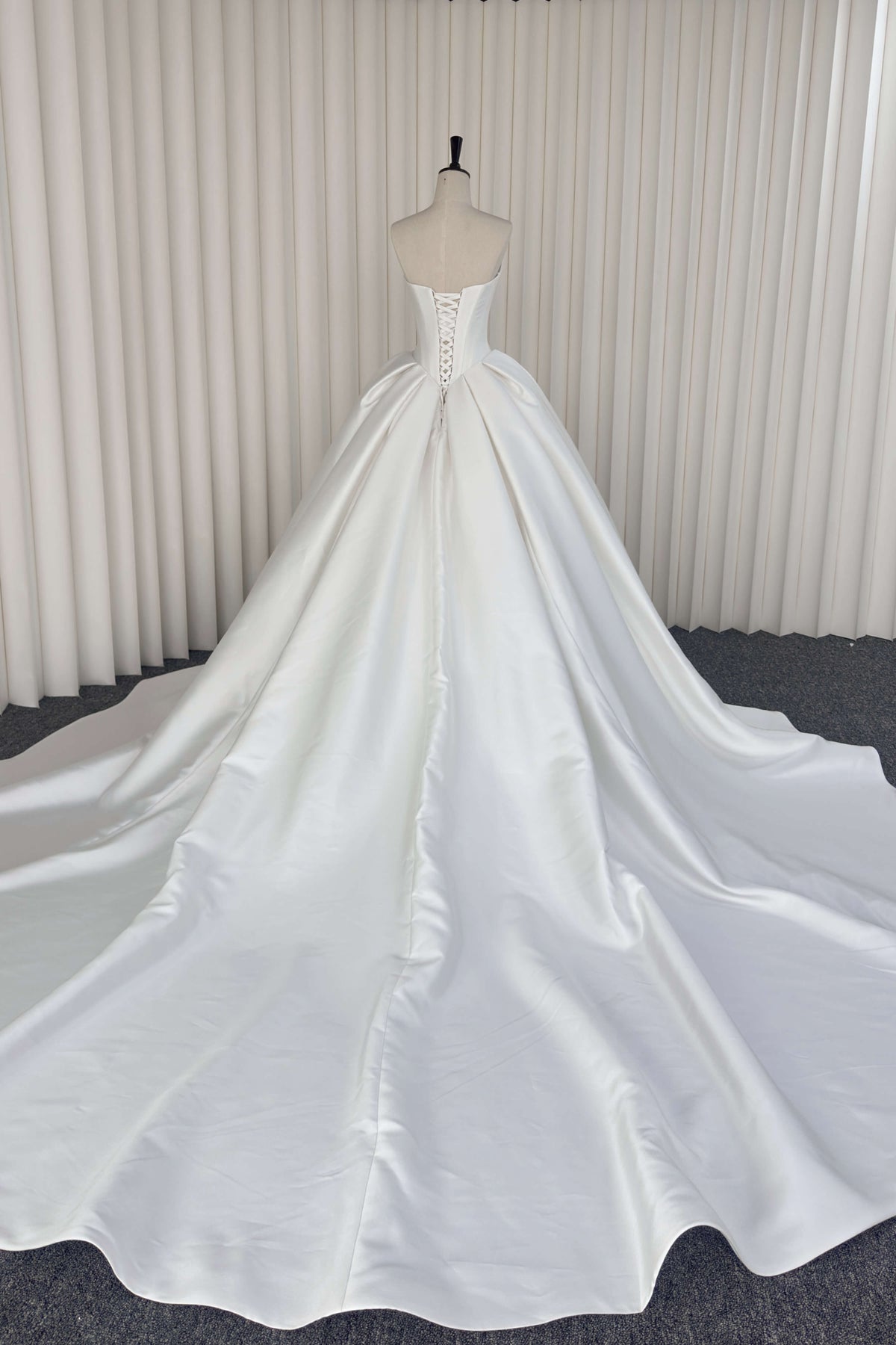 Pearl-Beaded Satin Ball Gown Wedding Dress-AND Bride