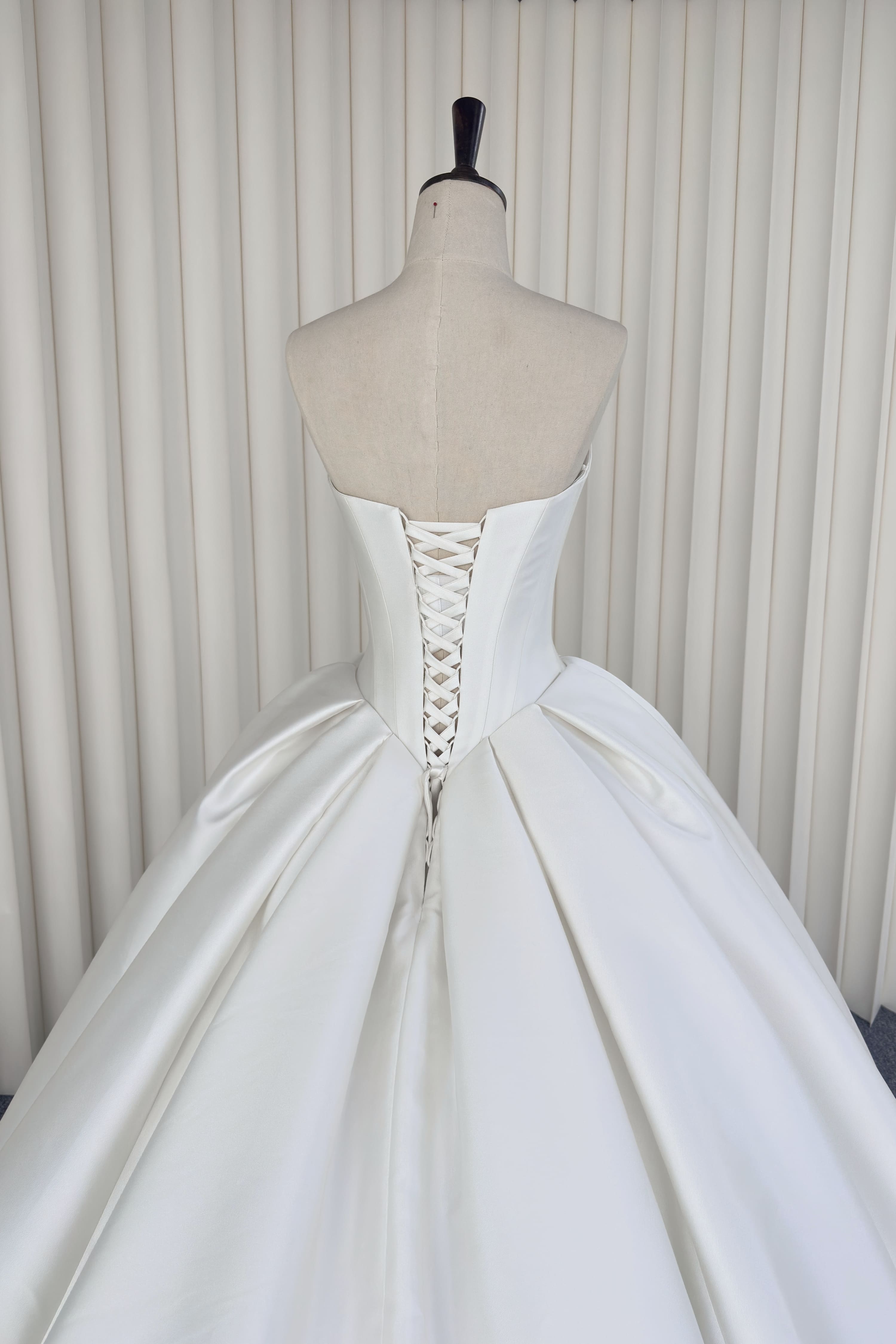 Pearl-Beaded Satin Ball Gown Wedding Dress-AND Bride