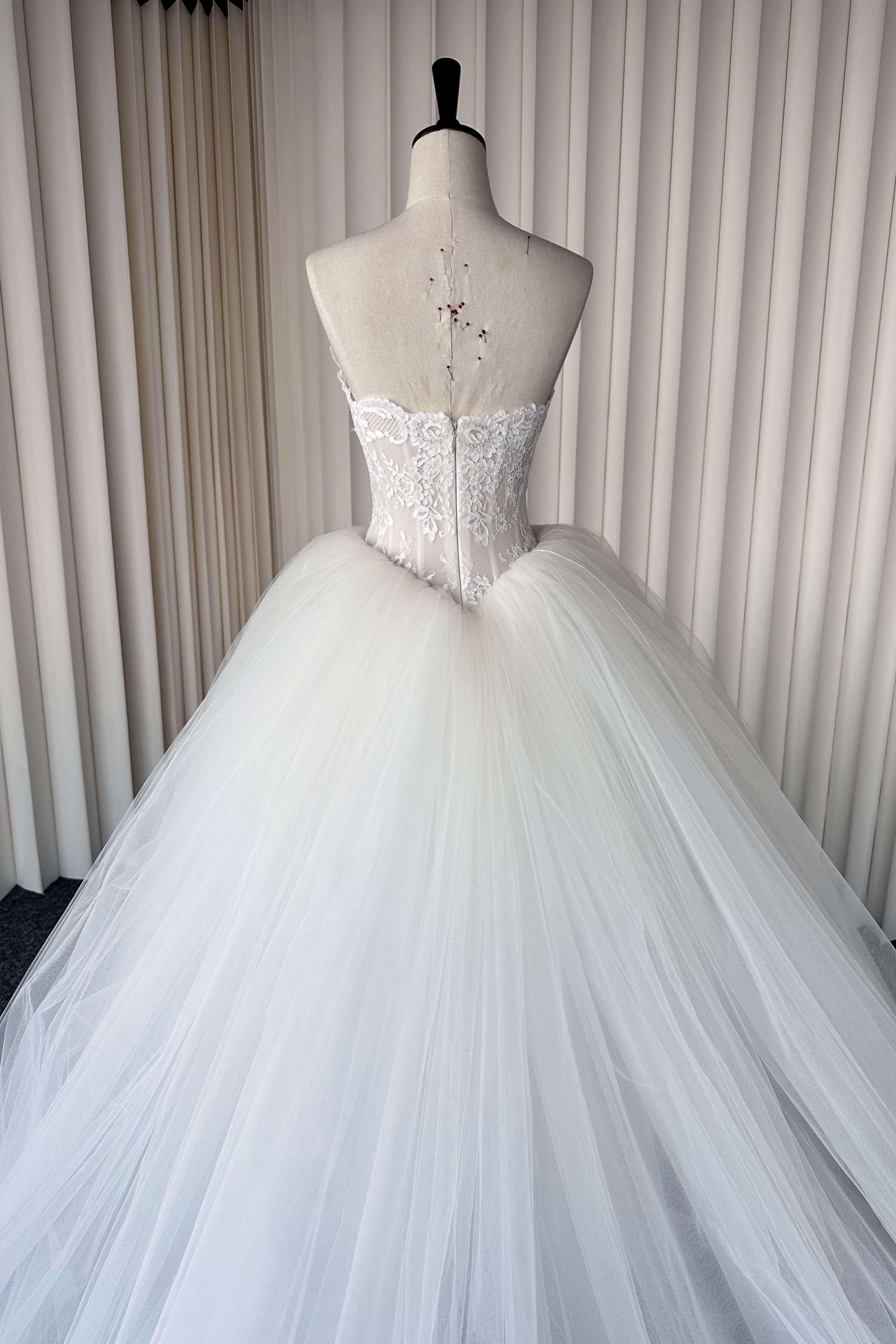 Romantic Lace A-Line Wedding Dress with Floral Detail-AND Bride