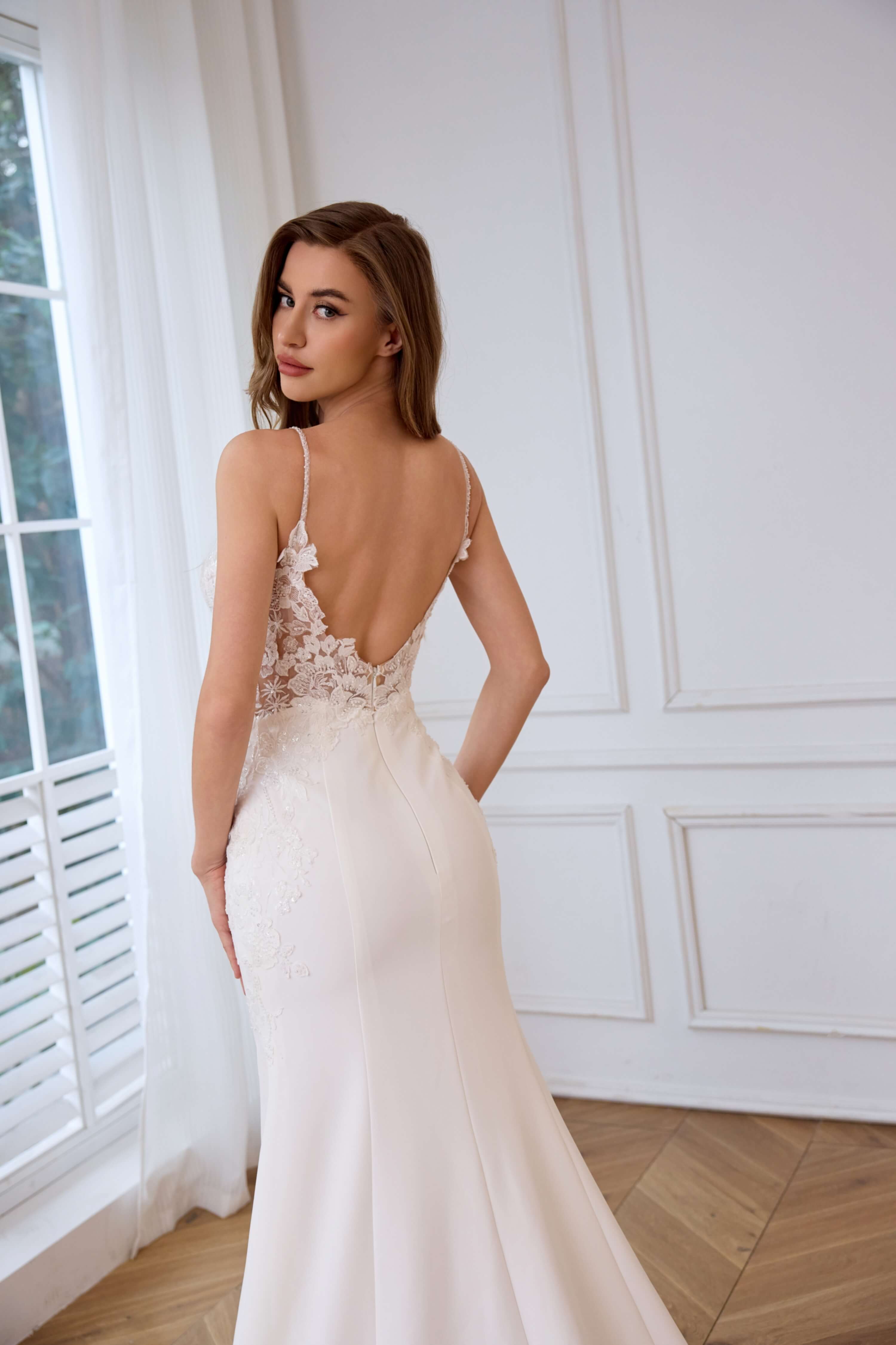Fitted Lace Mermaid Wedding Dress with Old Hollywood Glamour-AND Bride
