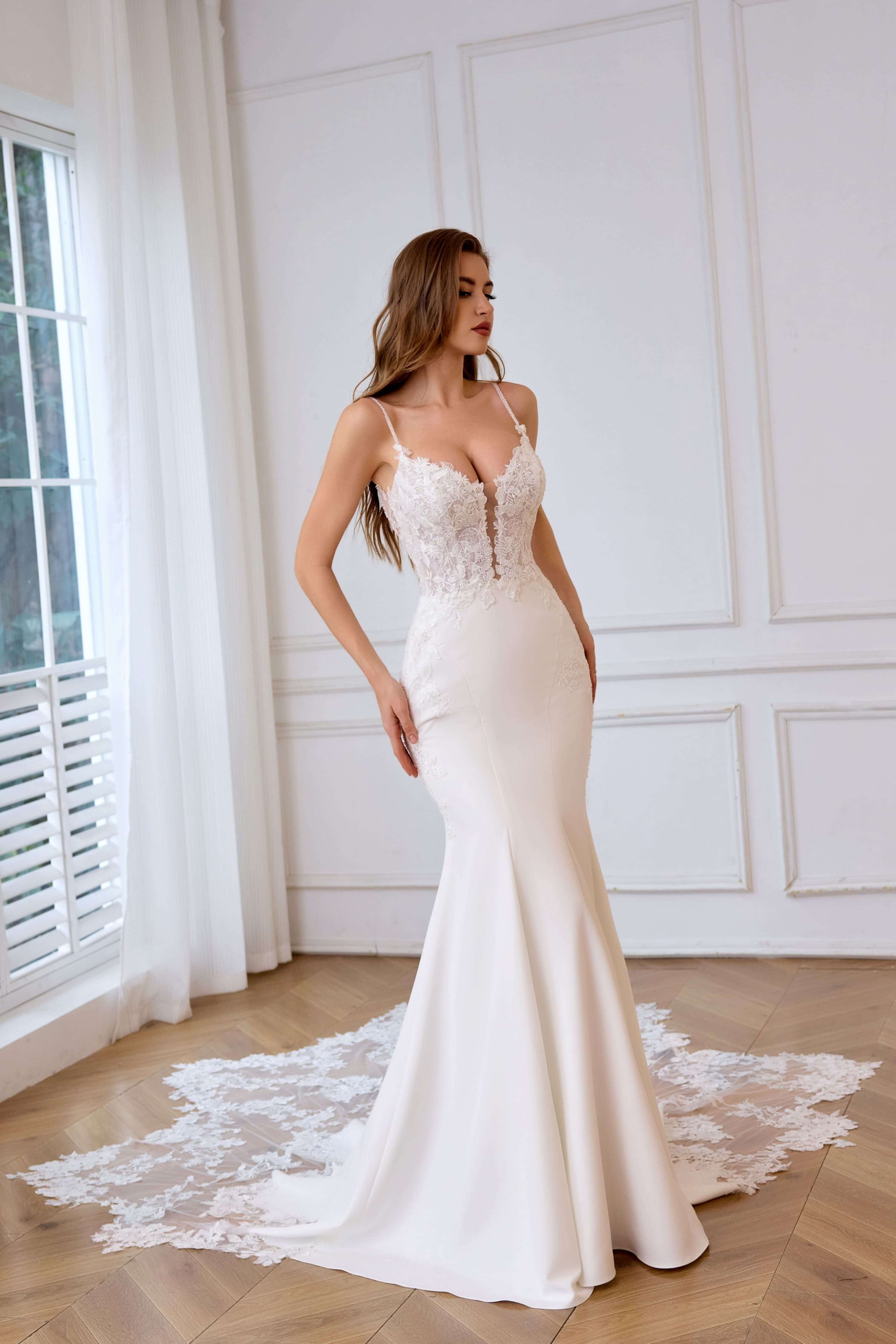 Fitted Lace Mermaid Wedding Dress with Old Hollywood Glamour-AND Bride