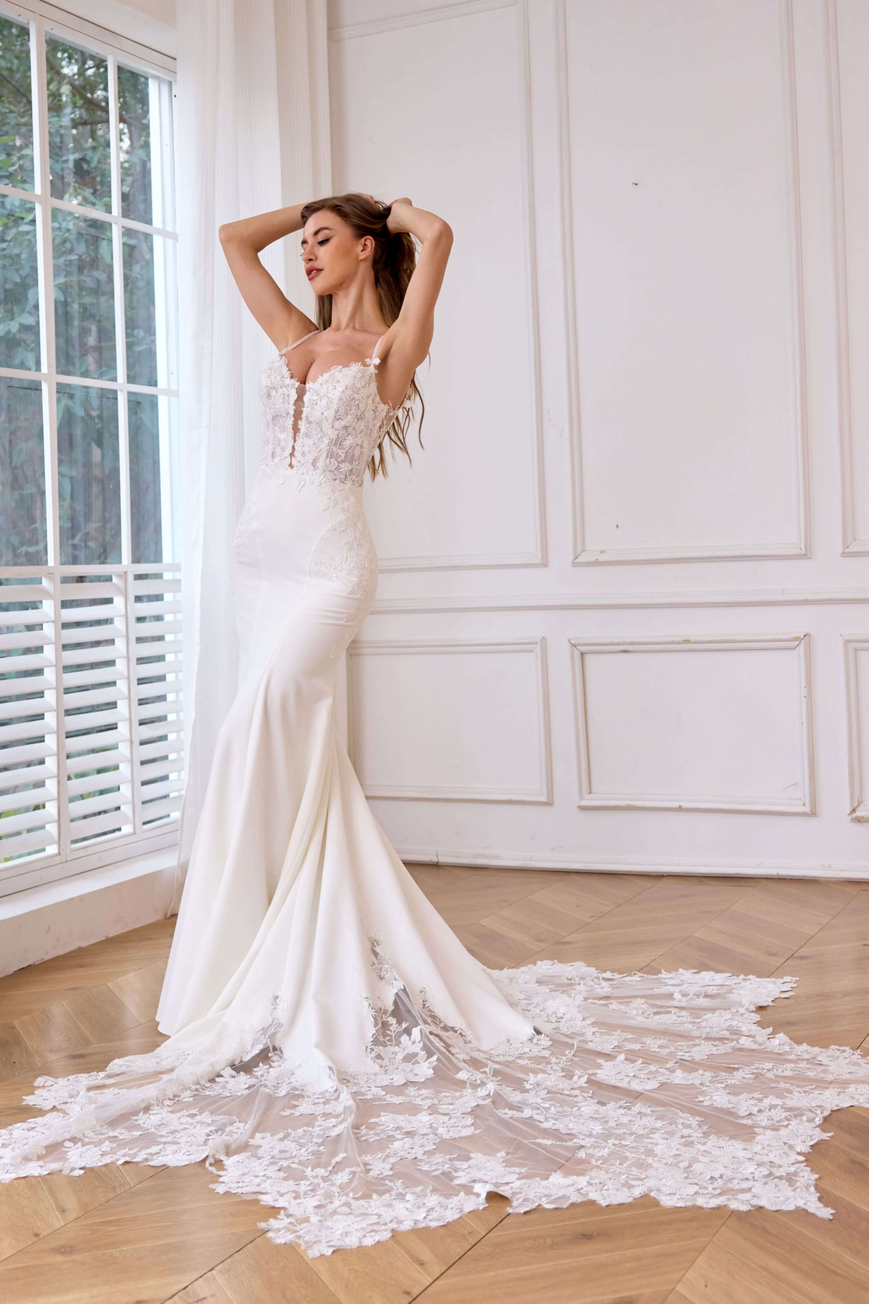 Fitted Lace Mermaid Wedding Dress with Old Hollywood Glamour-AND Bride