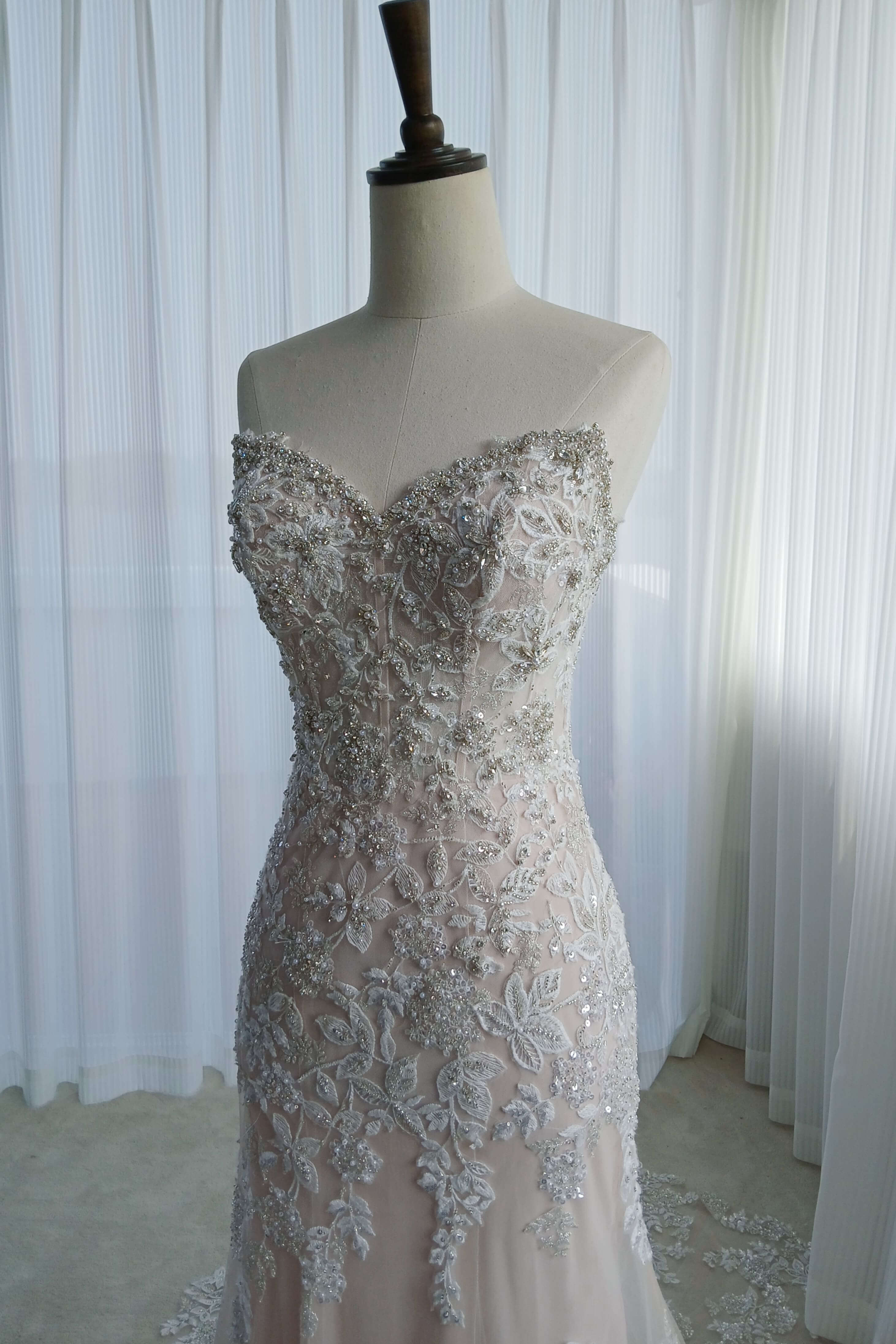 Beaded Lace Mermaid Wedding Dress with Cathedral Train-AND Bride