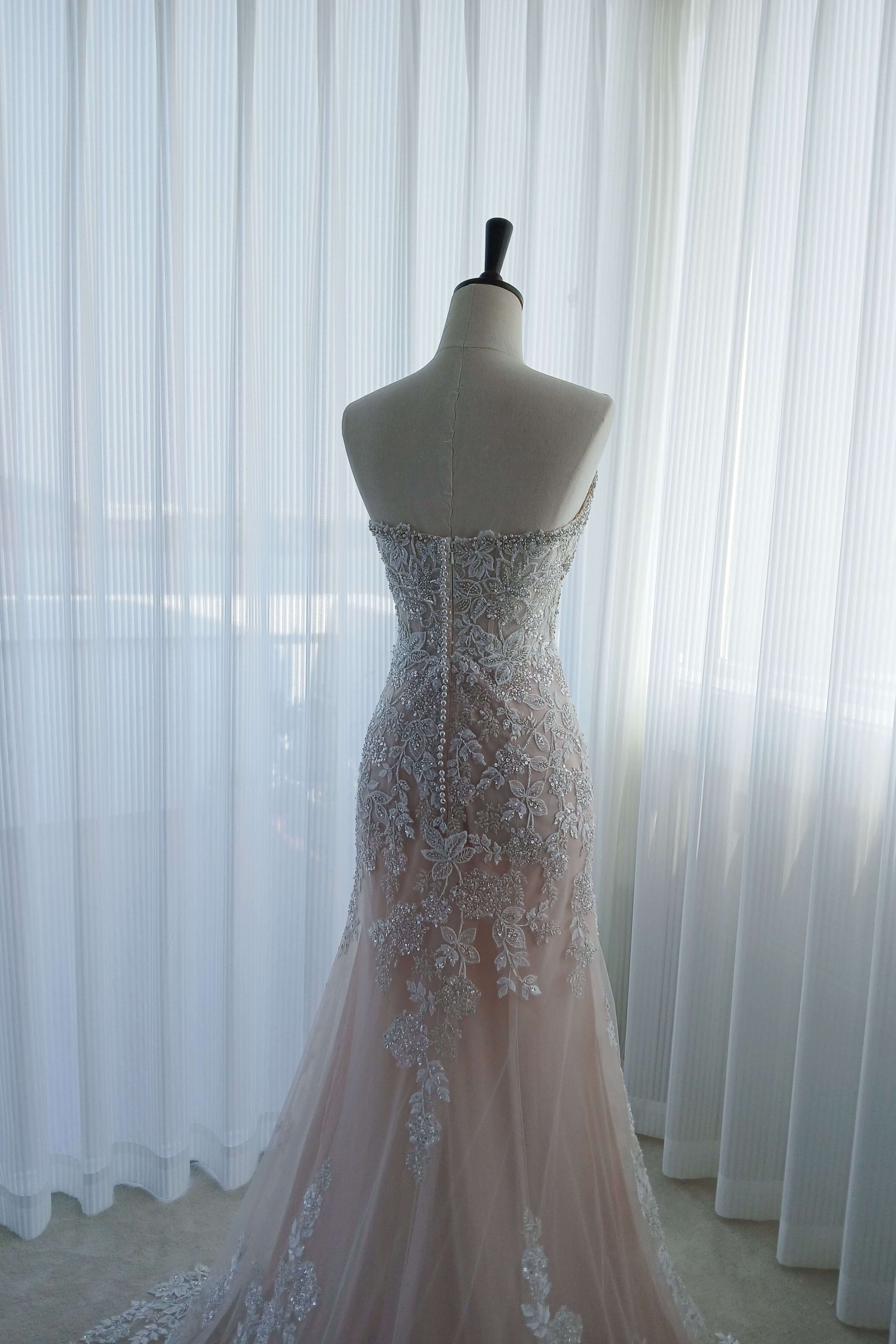 Beaded Lace Mermaid Wedding Dress with Cathedral Train-AND Bride