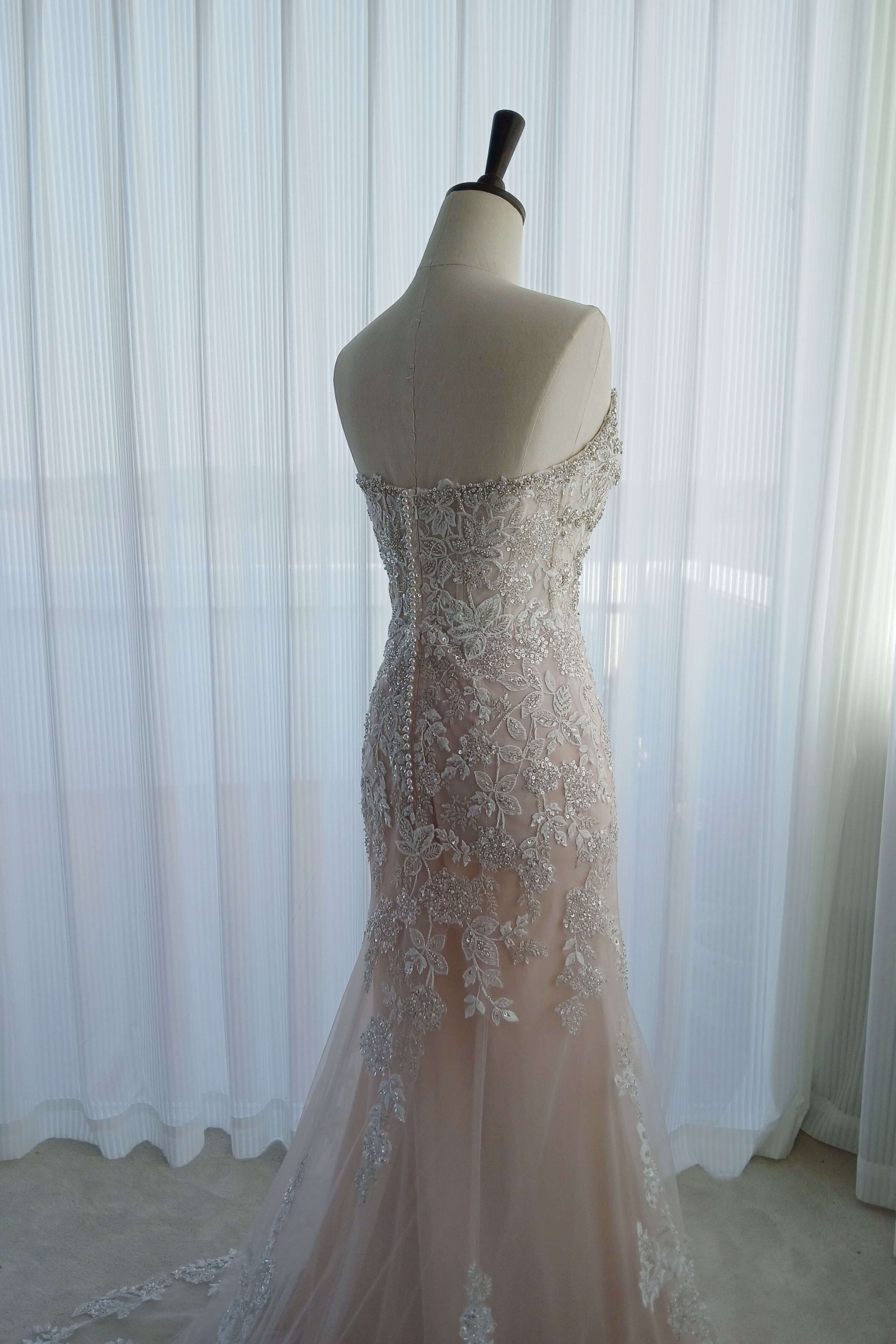 Beaded Lace Mermaid Wedding Dress with Cathedral Train-AND Bride