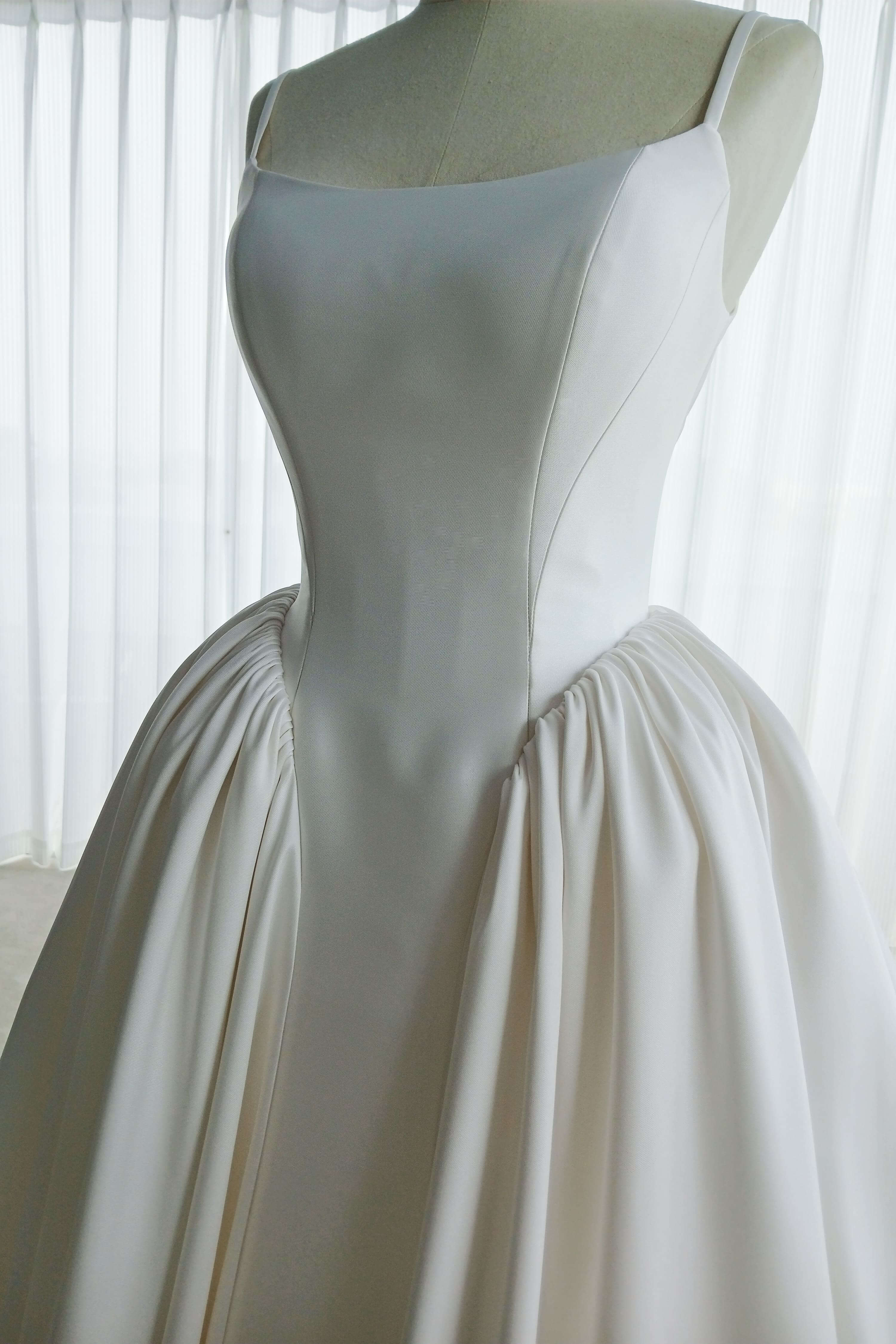 Minimalist Satin A-Line Wedding Dress with Clean Silhouette-AND Bride