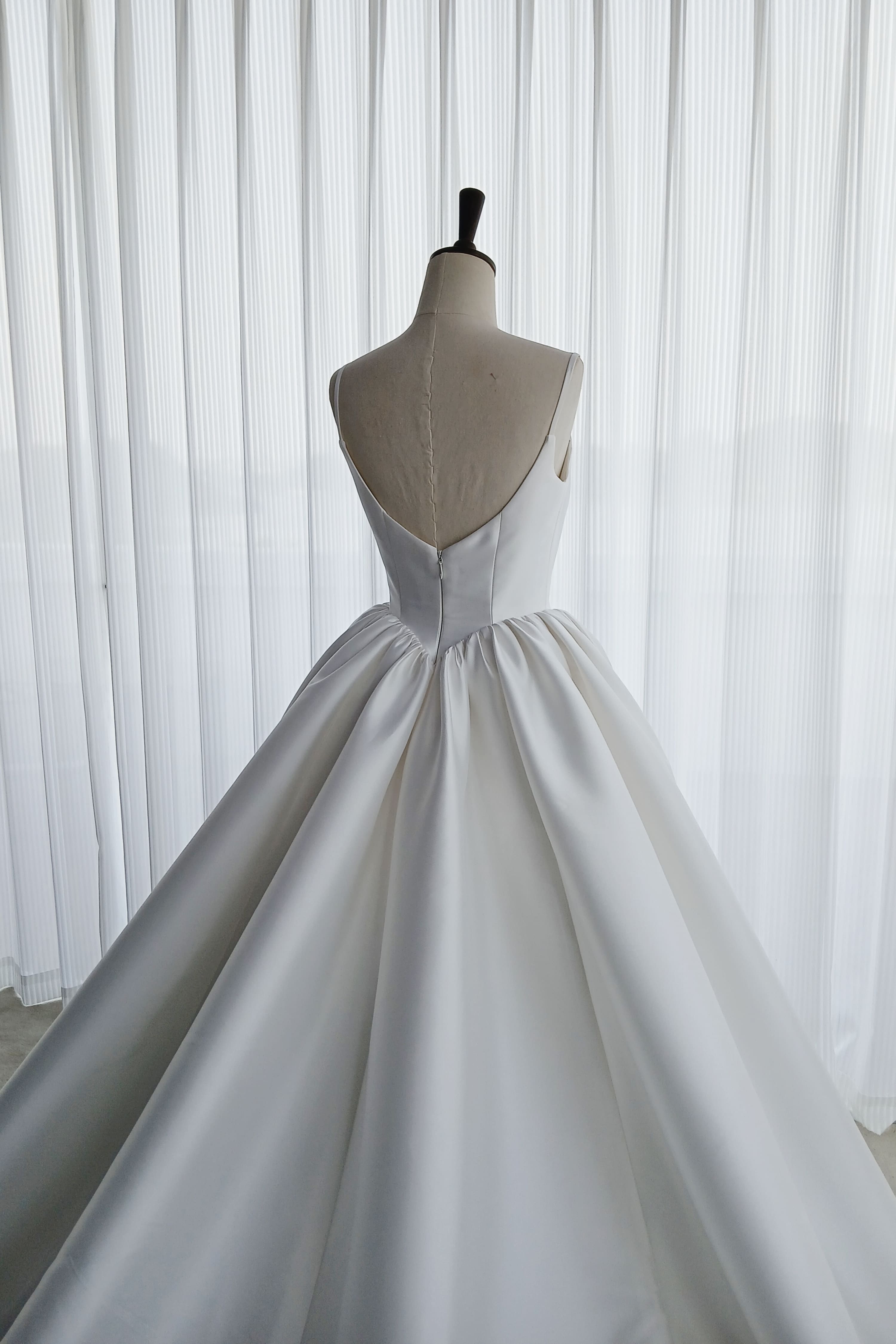 Minimalist Satin A-Line Wedding Dress with Clean Silhouette-AND Bride