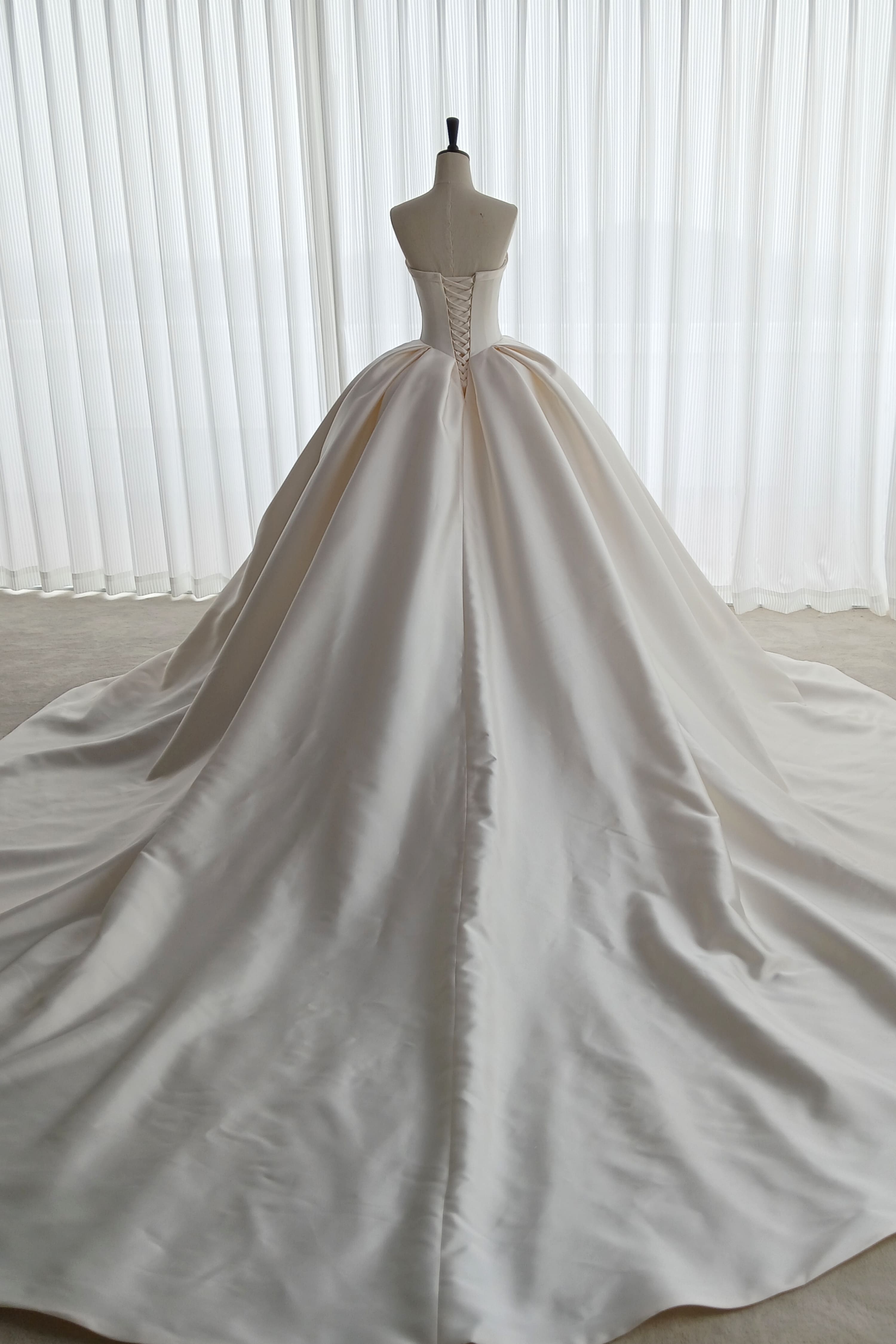 Satin Ball Gown Wedding Dress with Princess Long Train-AND Bride