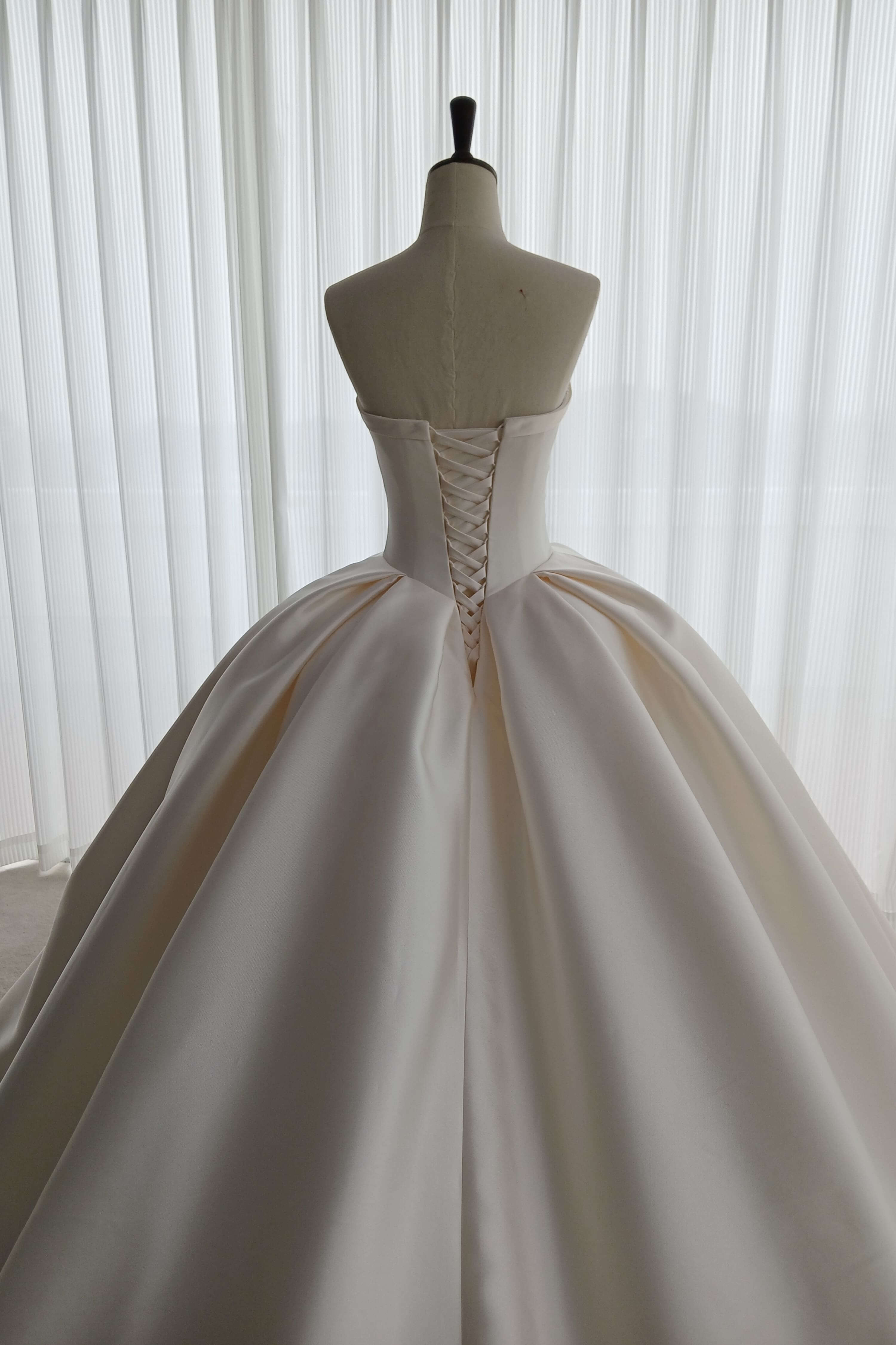 Satin Ball Gown Wedding Dress with Princess Long Train-AND Bride