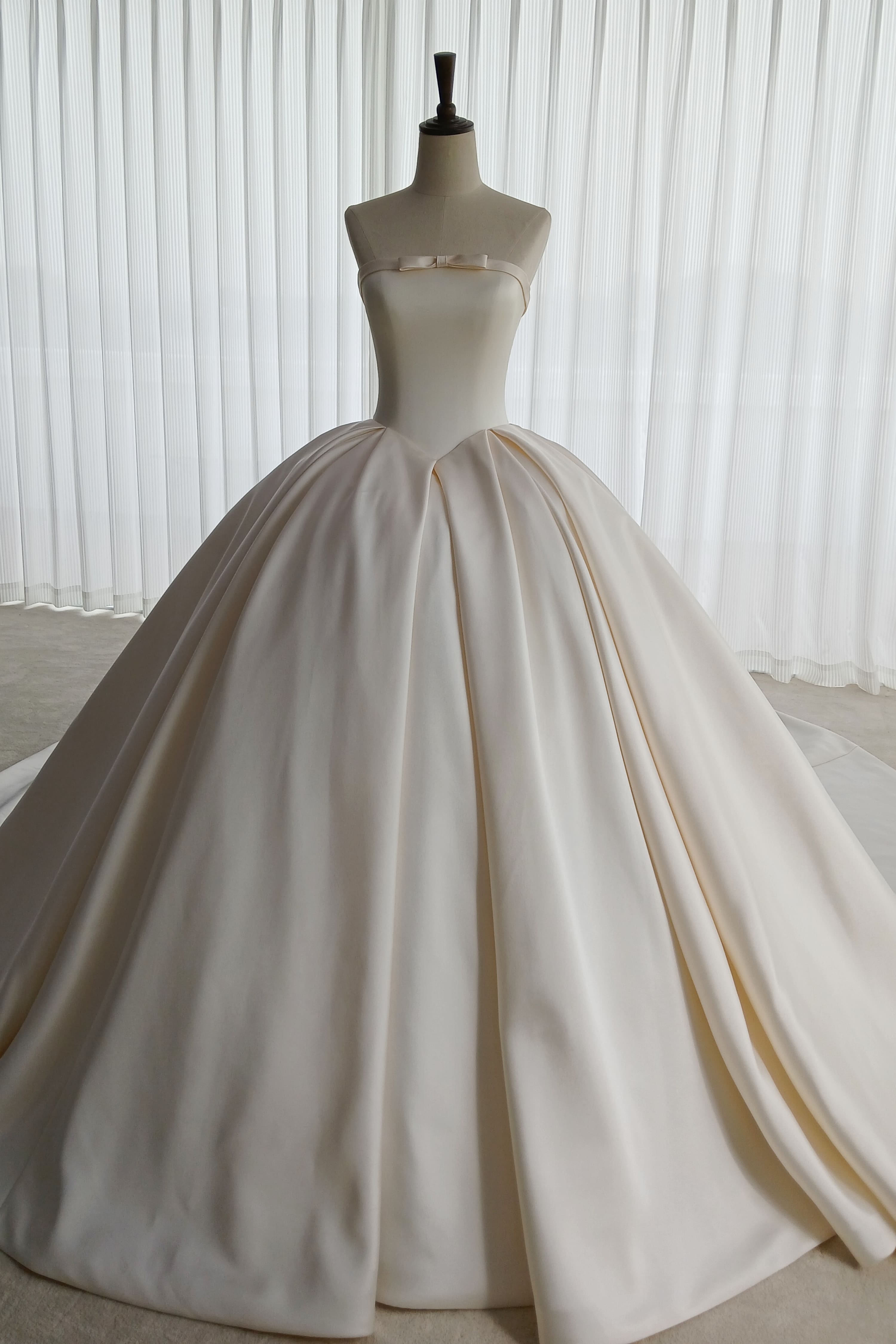 Satin Ball Gown Wedding Dress with Princess Long Train-AND Bride