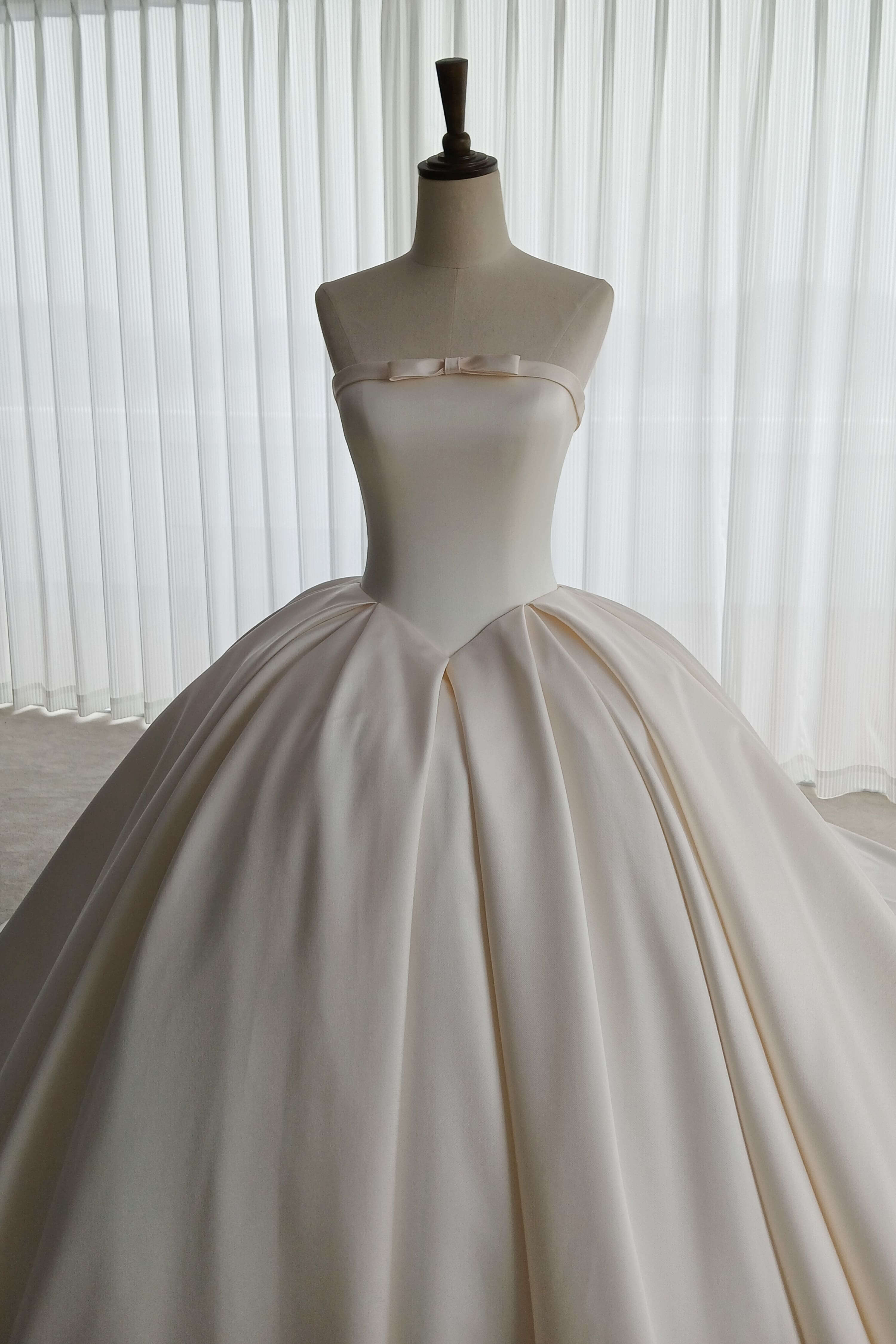 Satin Ball Gown Wedding Dress with Princess Long Train-AND Bride