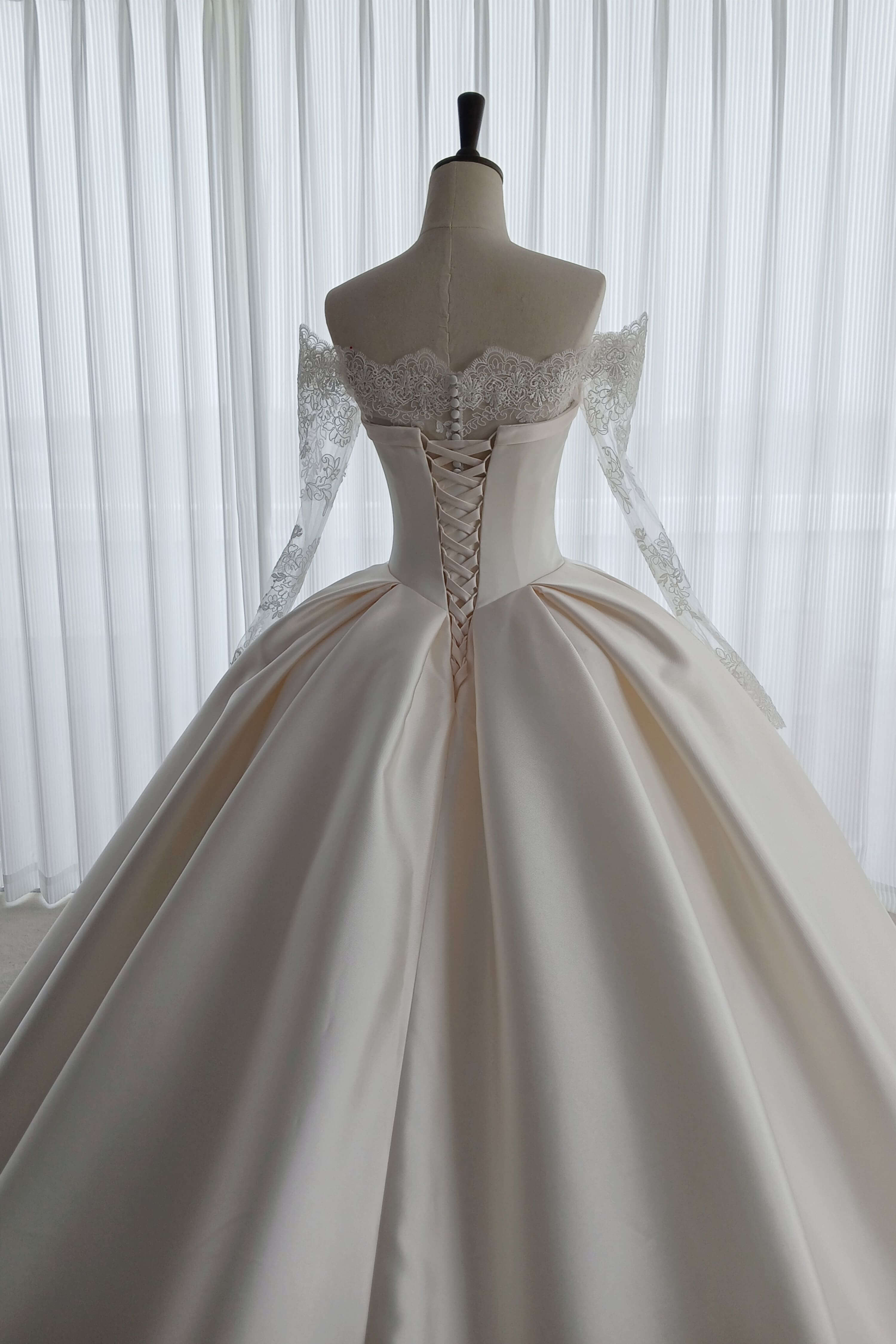 Satin Ball Gown Wedding Dress with Princess Long Train-AND Bride