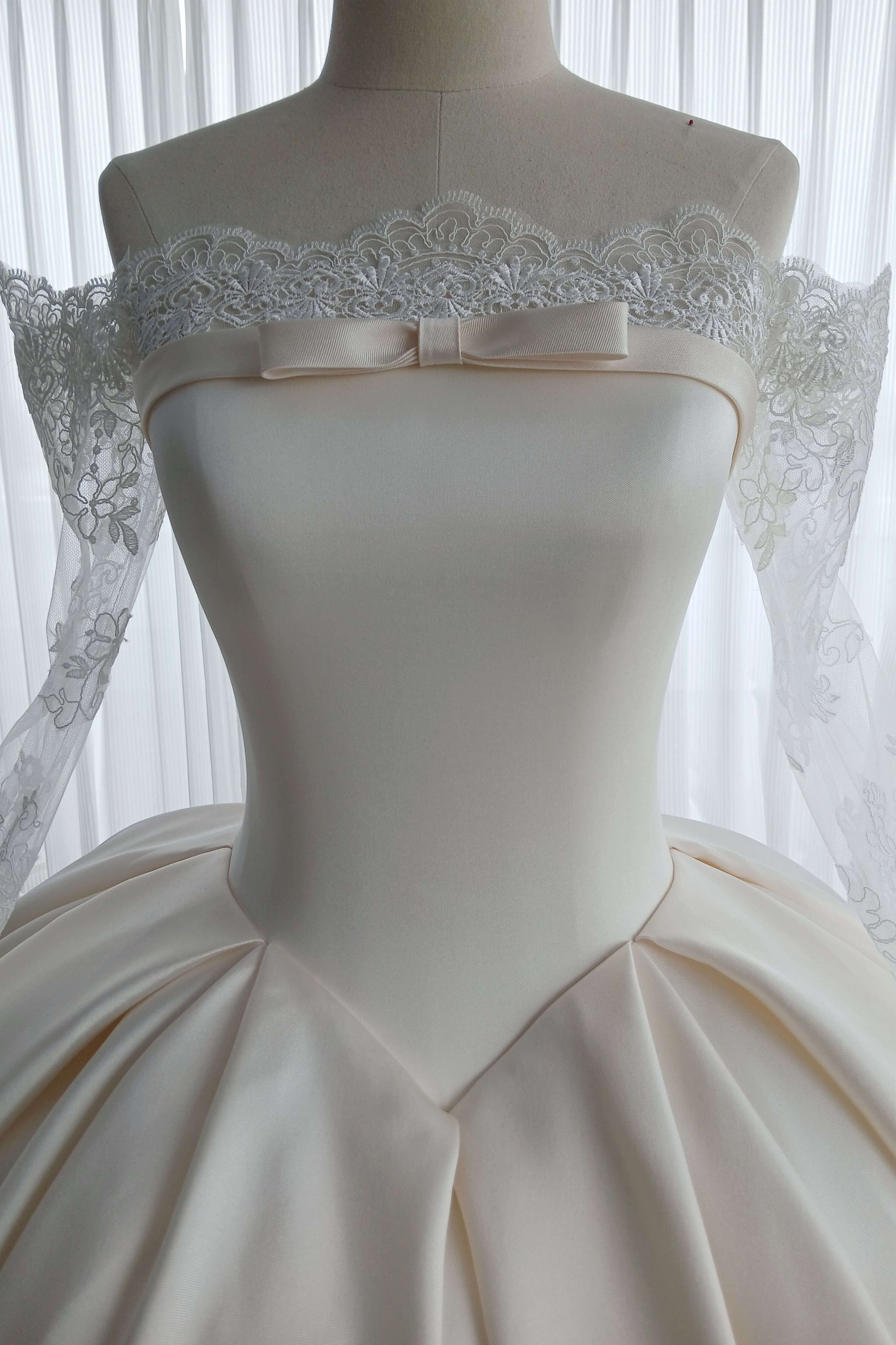 Satin Ball Gown Wedding Dress with Princess Long Train-AND Bride