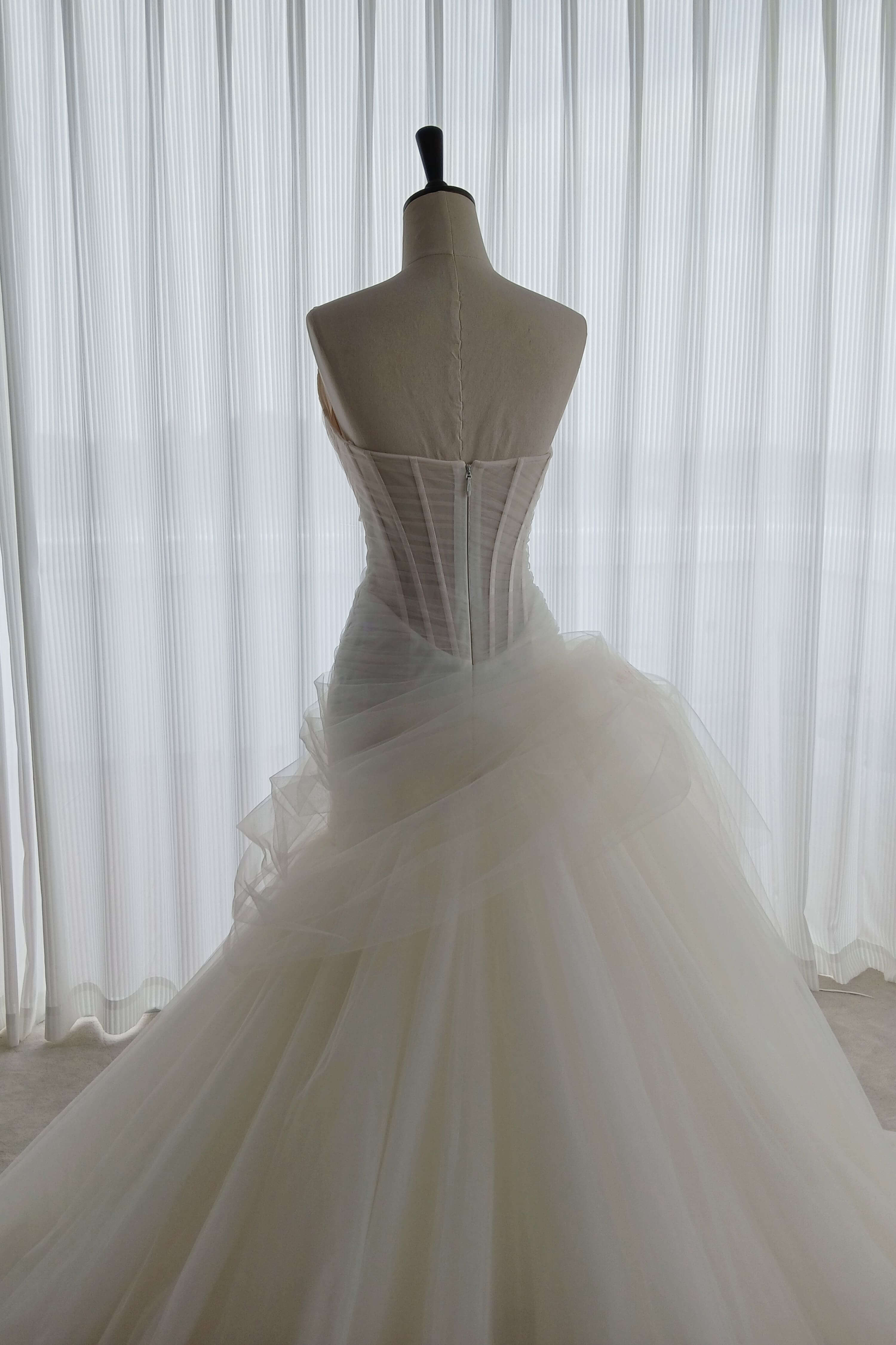 Illusion Corset Mermaid A-Line Wedding Dress with Asymmetric Neckline-AND Bride