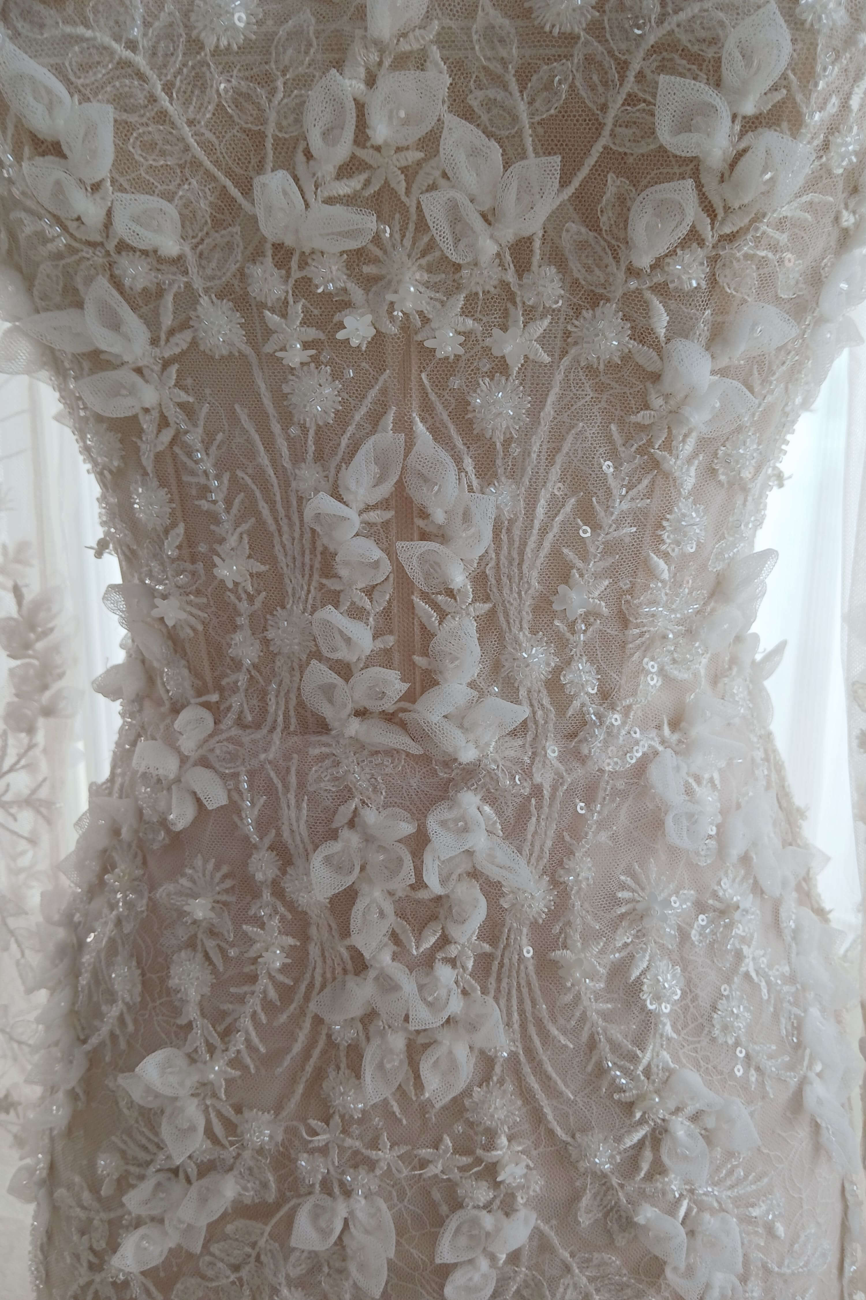 Floral Lace Mermaid Wedding Dress with Detachable Sleeves-AND Bride