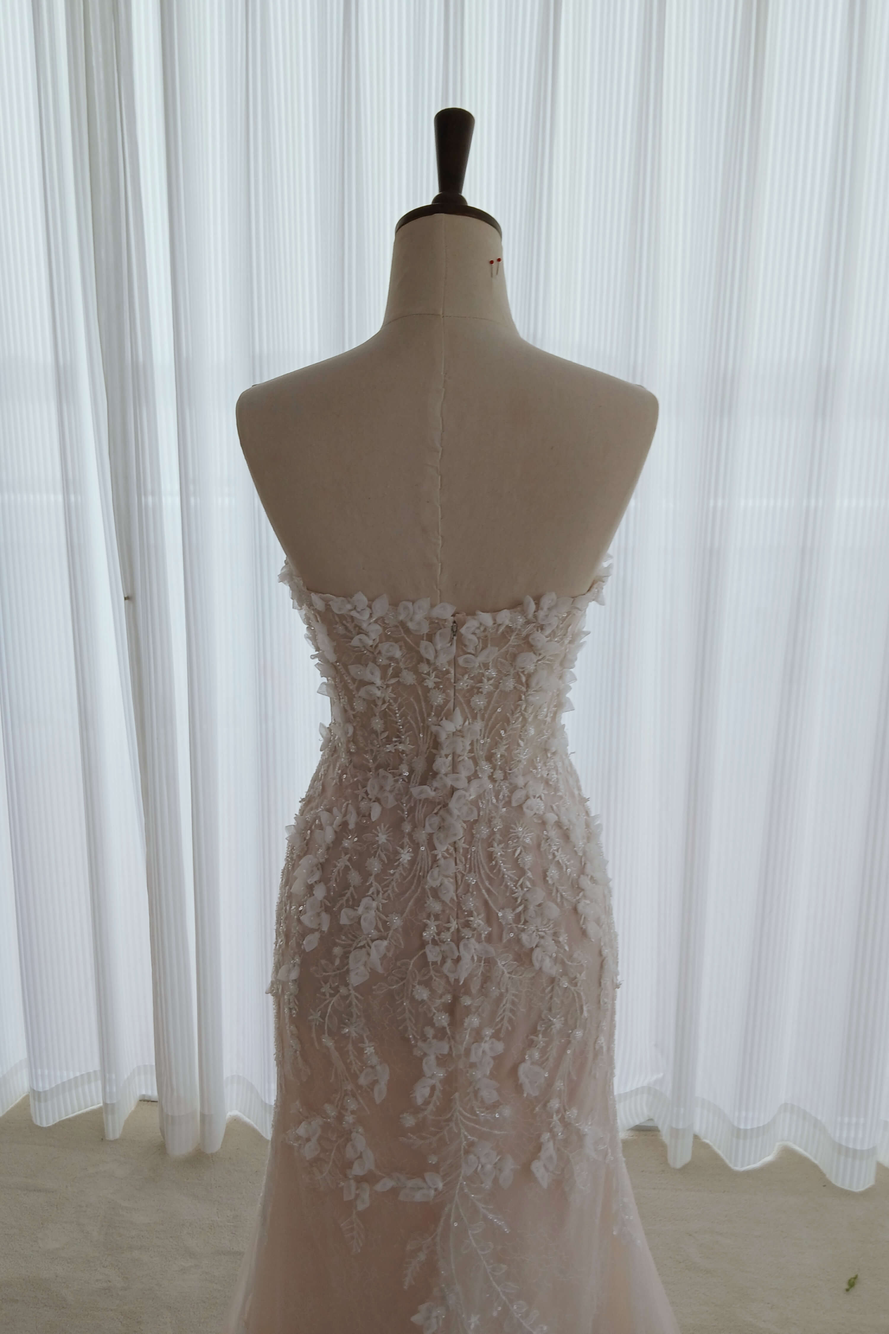 Floral Lace Mermaid Wedding Dress with Detachable Sleeves-AND Bride