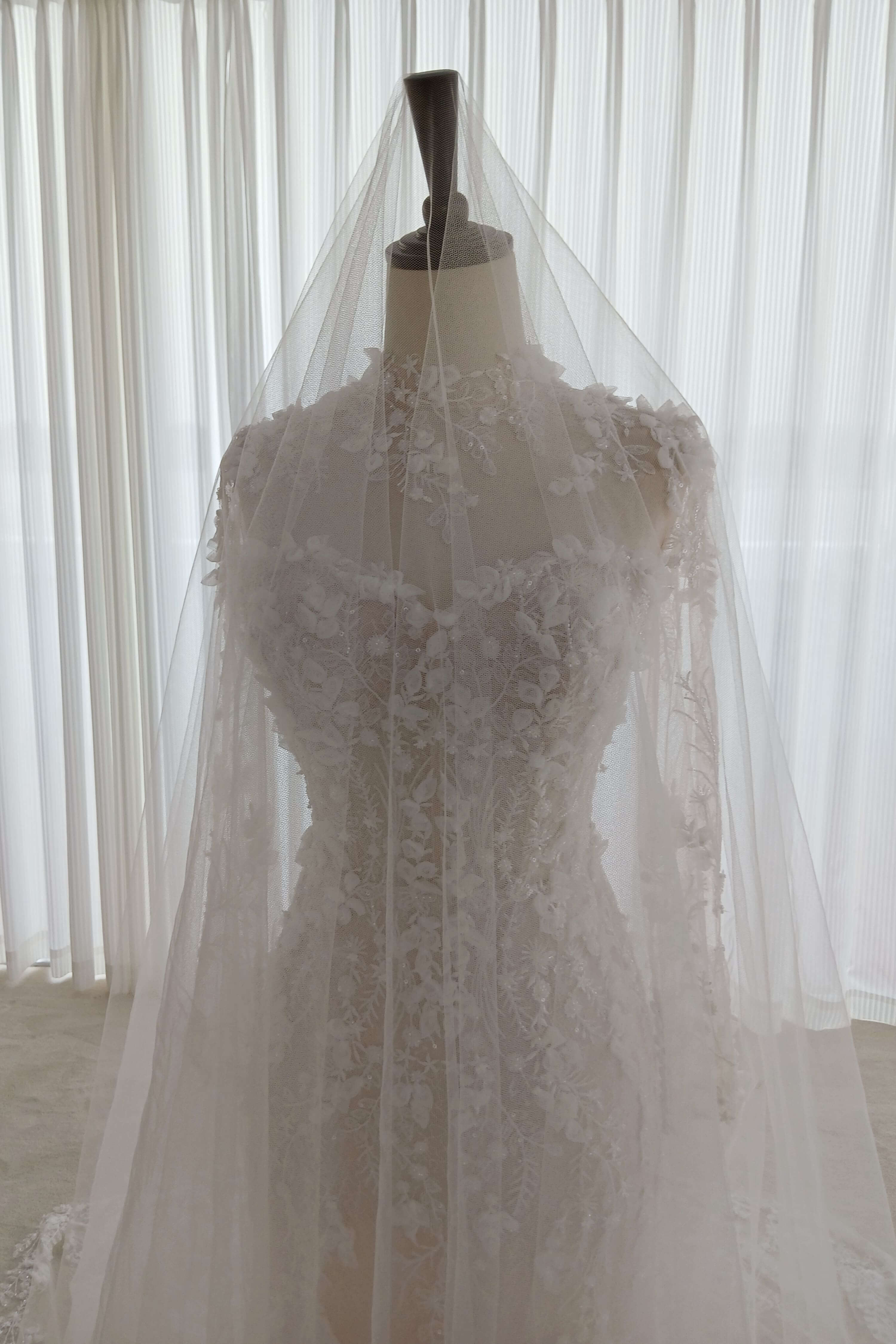 Floral Lace Mermaid Wedding Dress with Detachable Sleeves-AND Bride