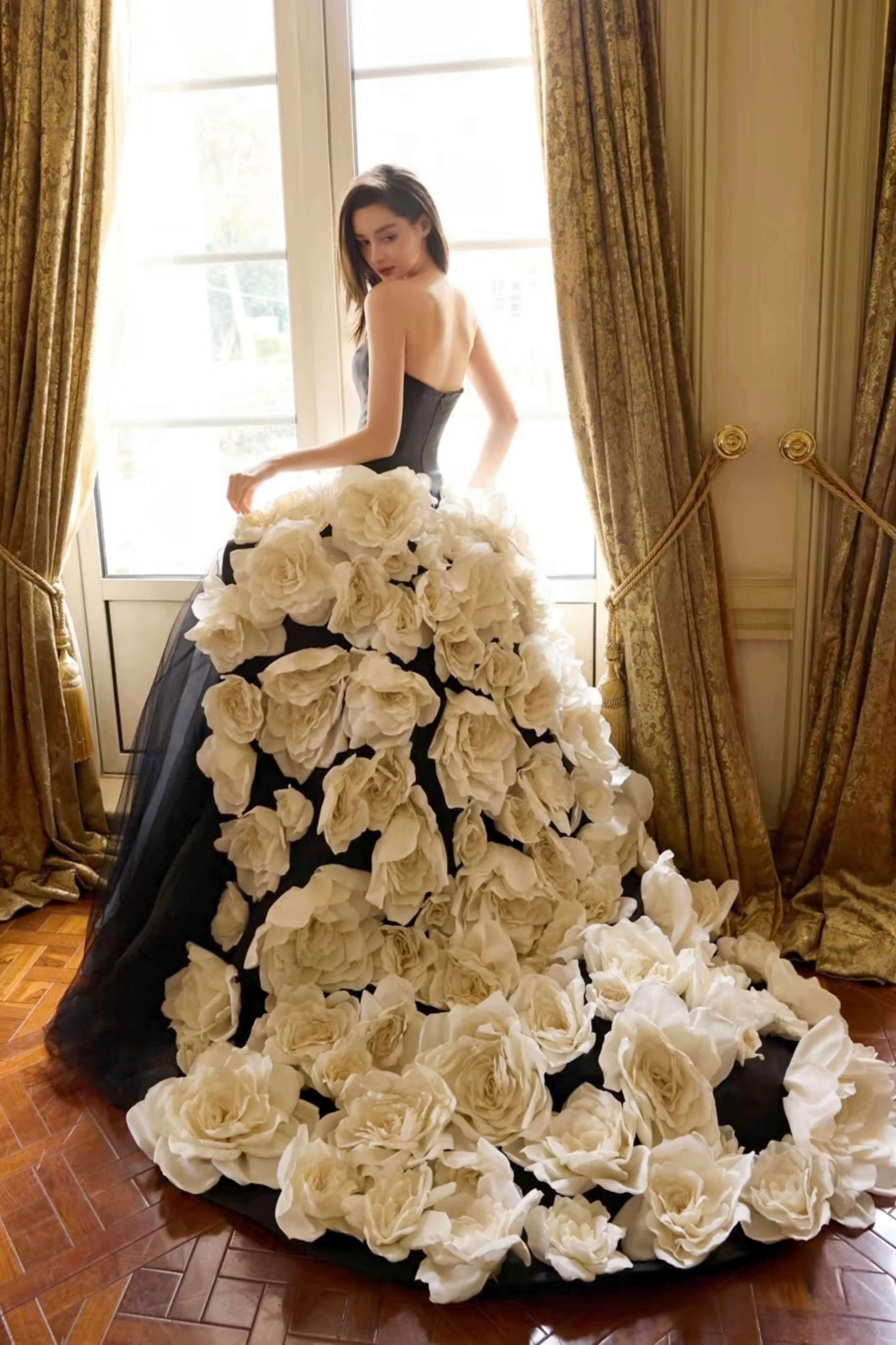 Noir Rose Couture Black Ball Gown For Modern Romantic Brides LVB2772-AND Bride
