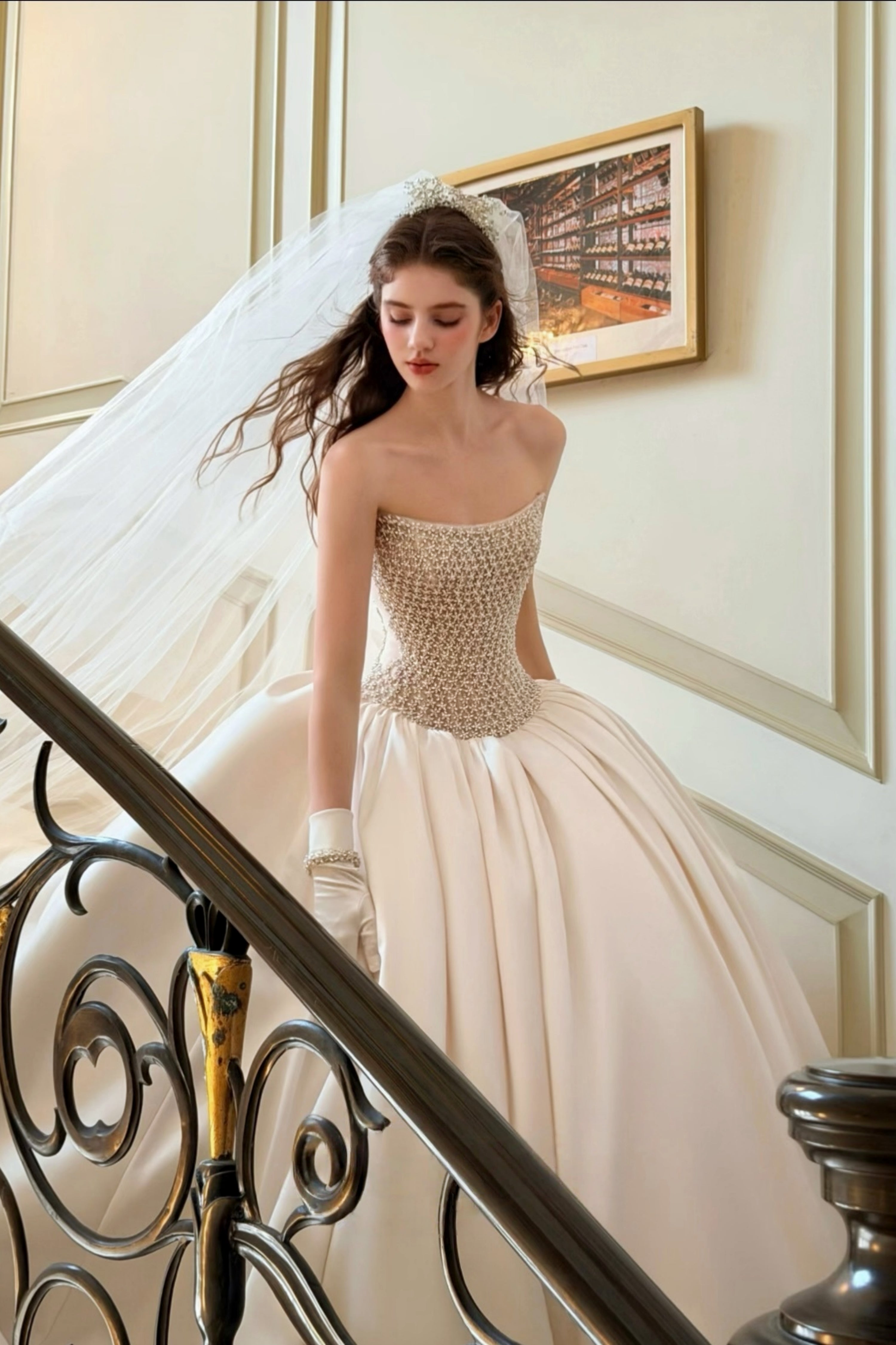 Luminous Sparkle Satin Ballgown Wedding Dress