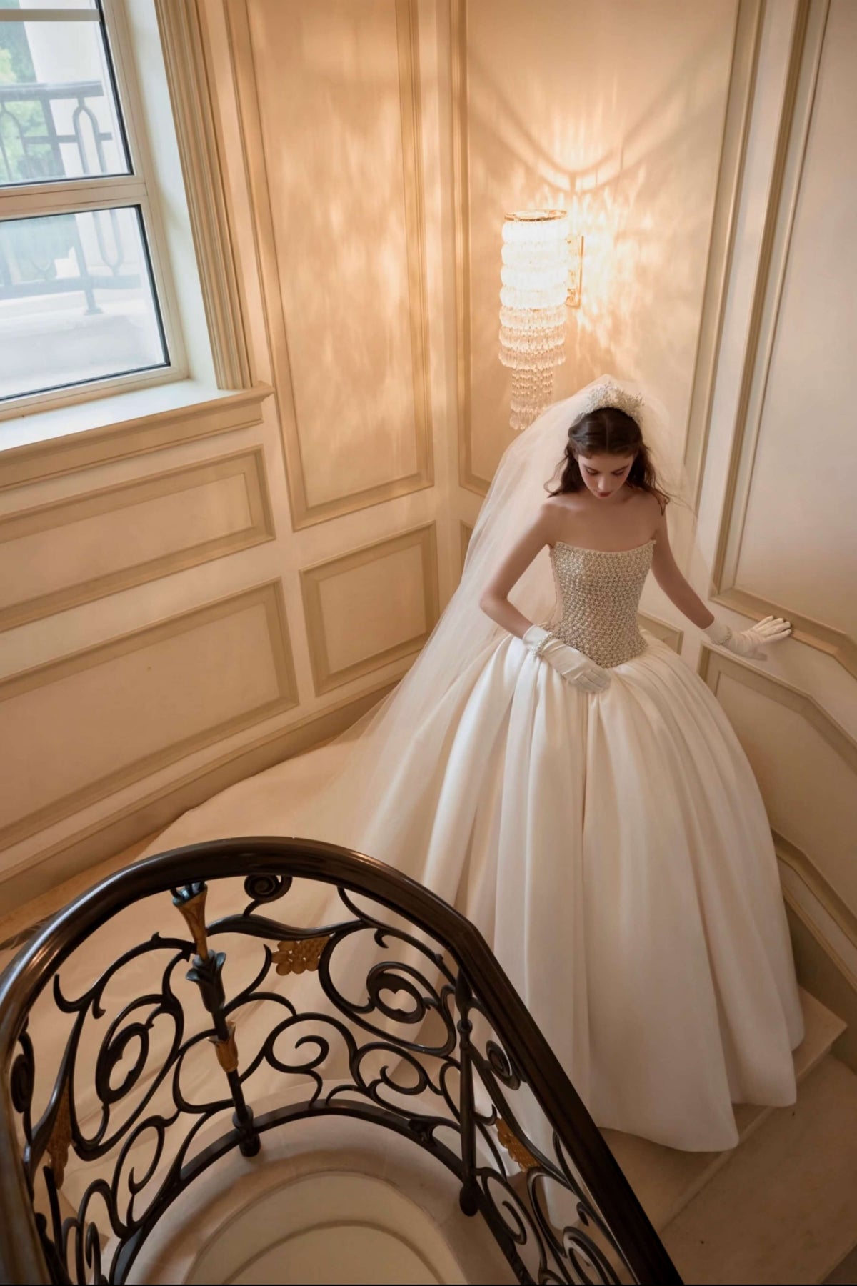 Luminous Sparkle Satin Ballgown Wedding Dress