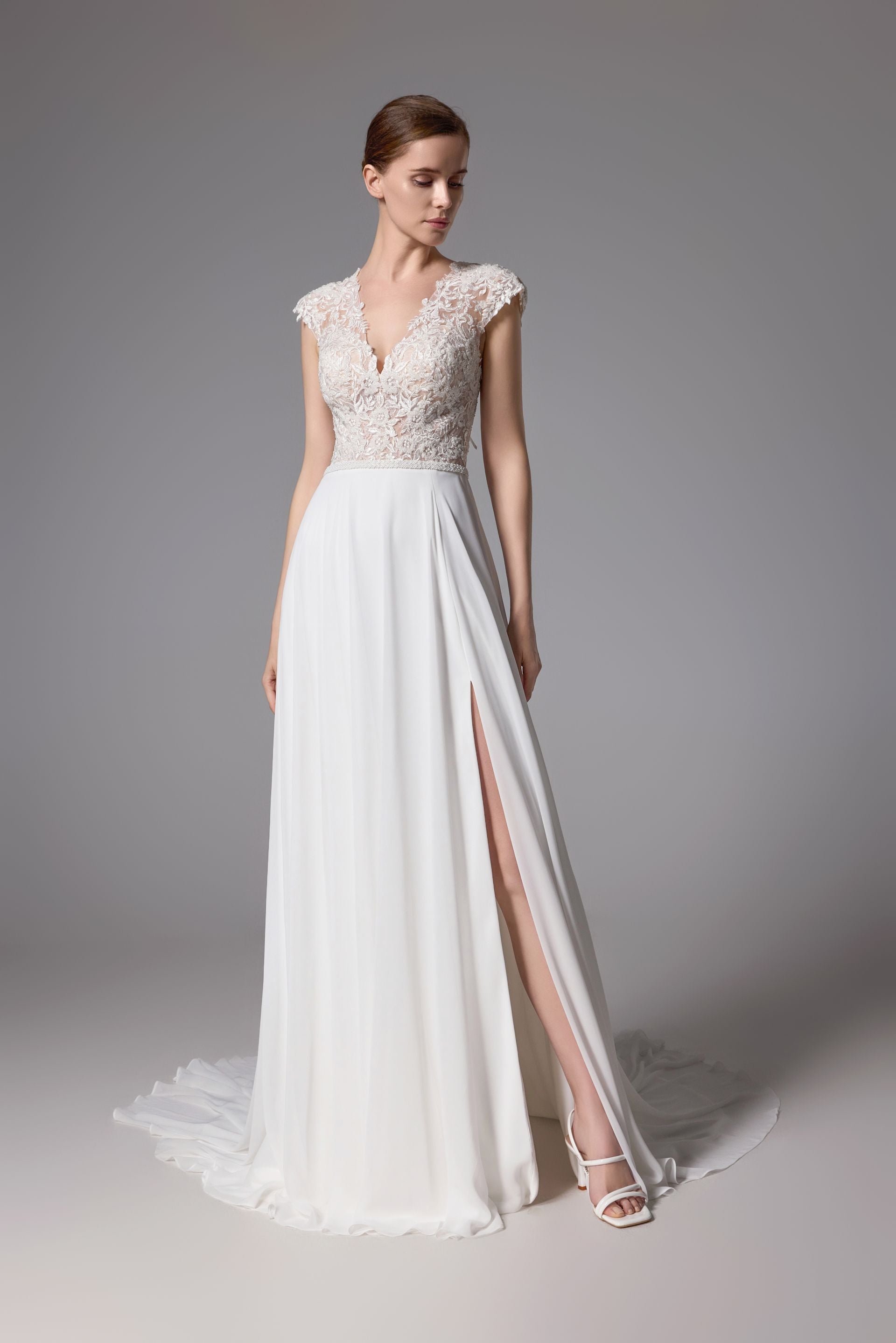 Chiffon Handmade Bridal Gown in soft layers LVS2401